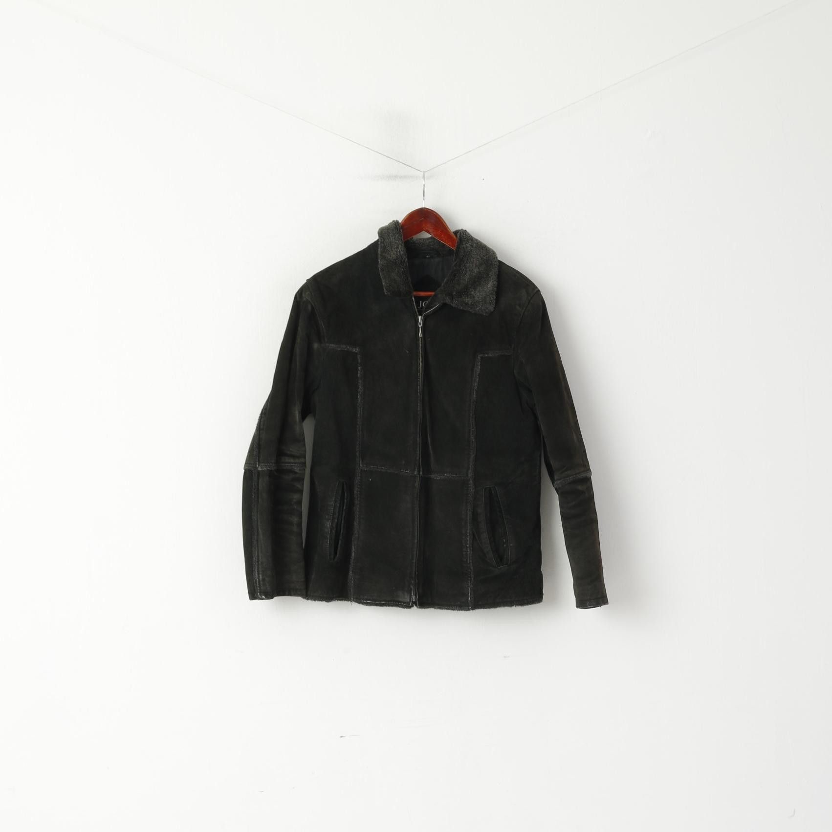 Vintage Joy Women 42 M Jacket Charcoal Leather Suede 7153 Size M / US 6-8 / IT 42-44 - 2 Thumbnail