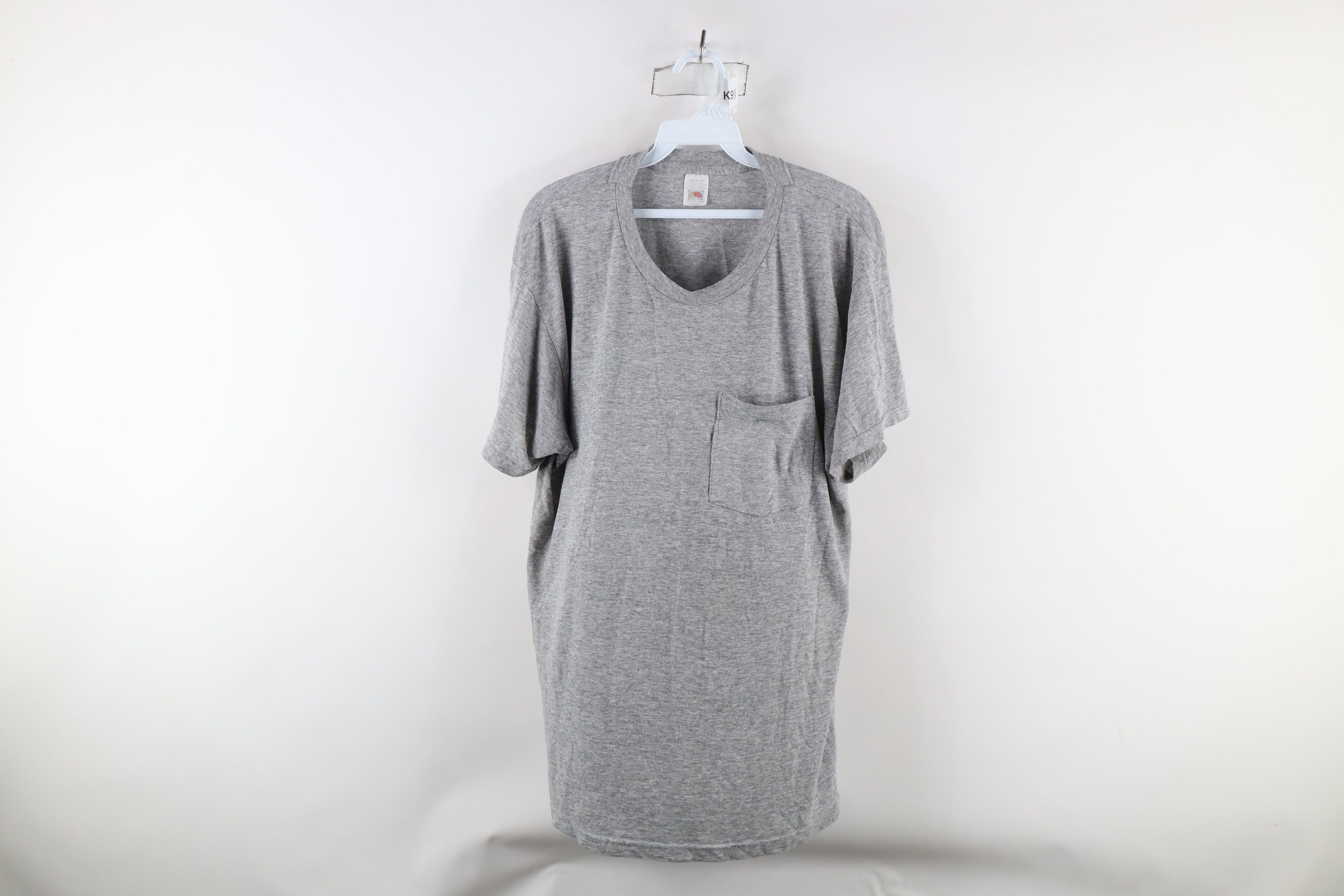 Vintage Vintage 90s Streetwear Blank Pocket T-Shirt Heather Gray Size US L / EU 52-54 / 3 - 1 Thumbnail