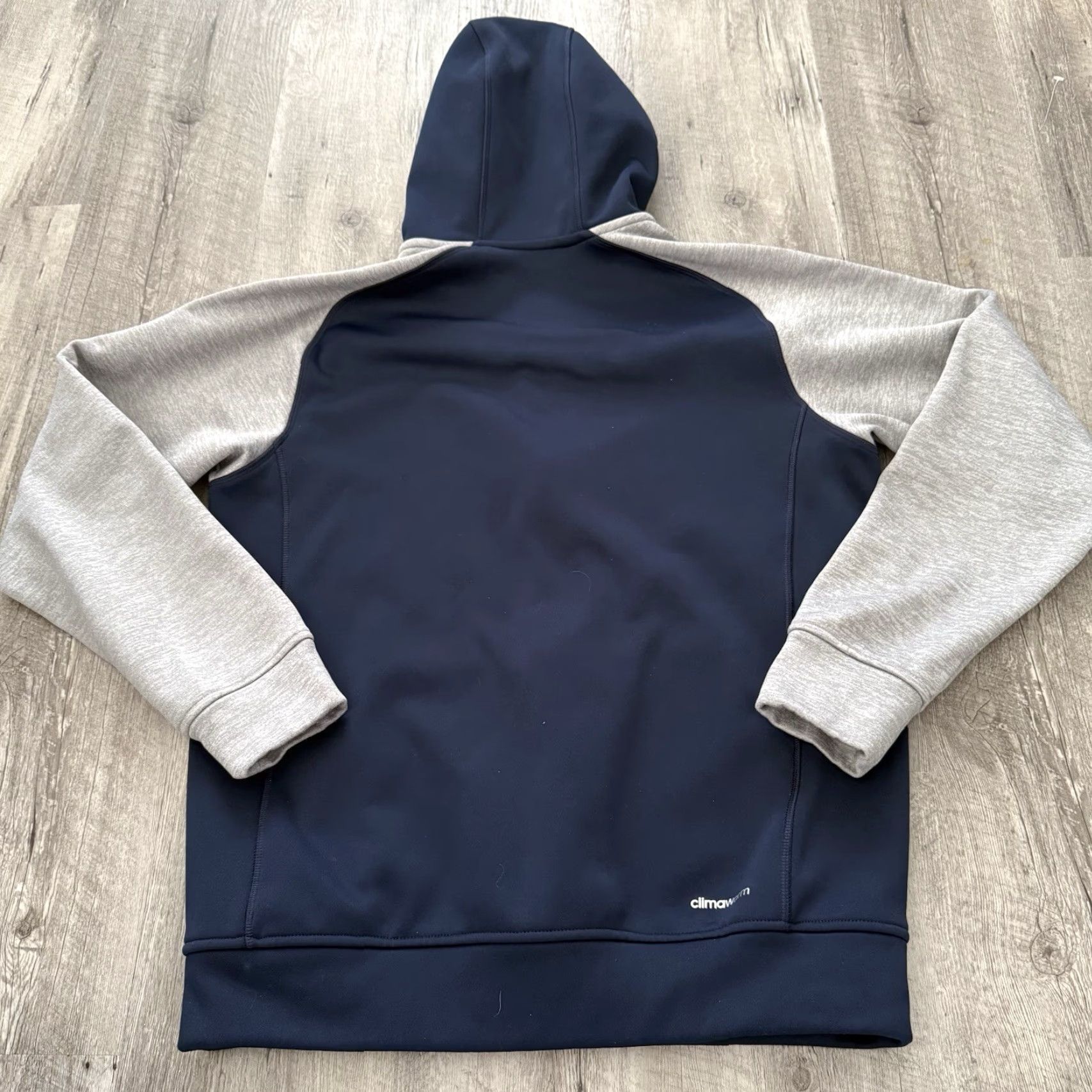 Adidas Adidas Hoodie Mens Medium Fleece Blue Gray Full Zip Climawarm Logo Zipper Pockets Navy Blue Regular Fit Size US M / EU 48-50 / 2 - 4 Thumbnail