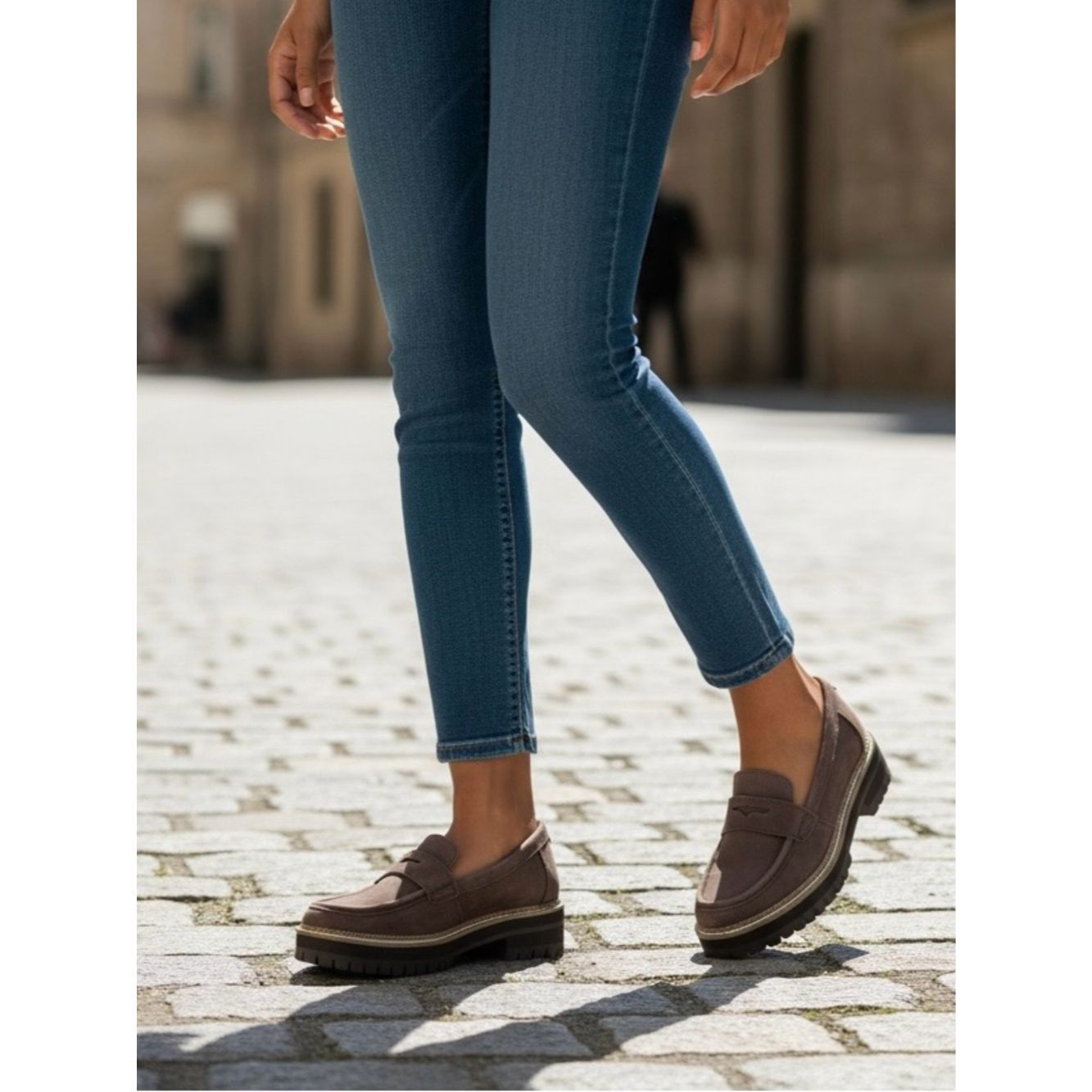 Toms TOMS Cara Lug Sole Penny Loafers – Oak Brown Leather – Wome Size US 8 / IT 38 - 1 Thumbnail