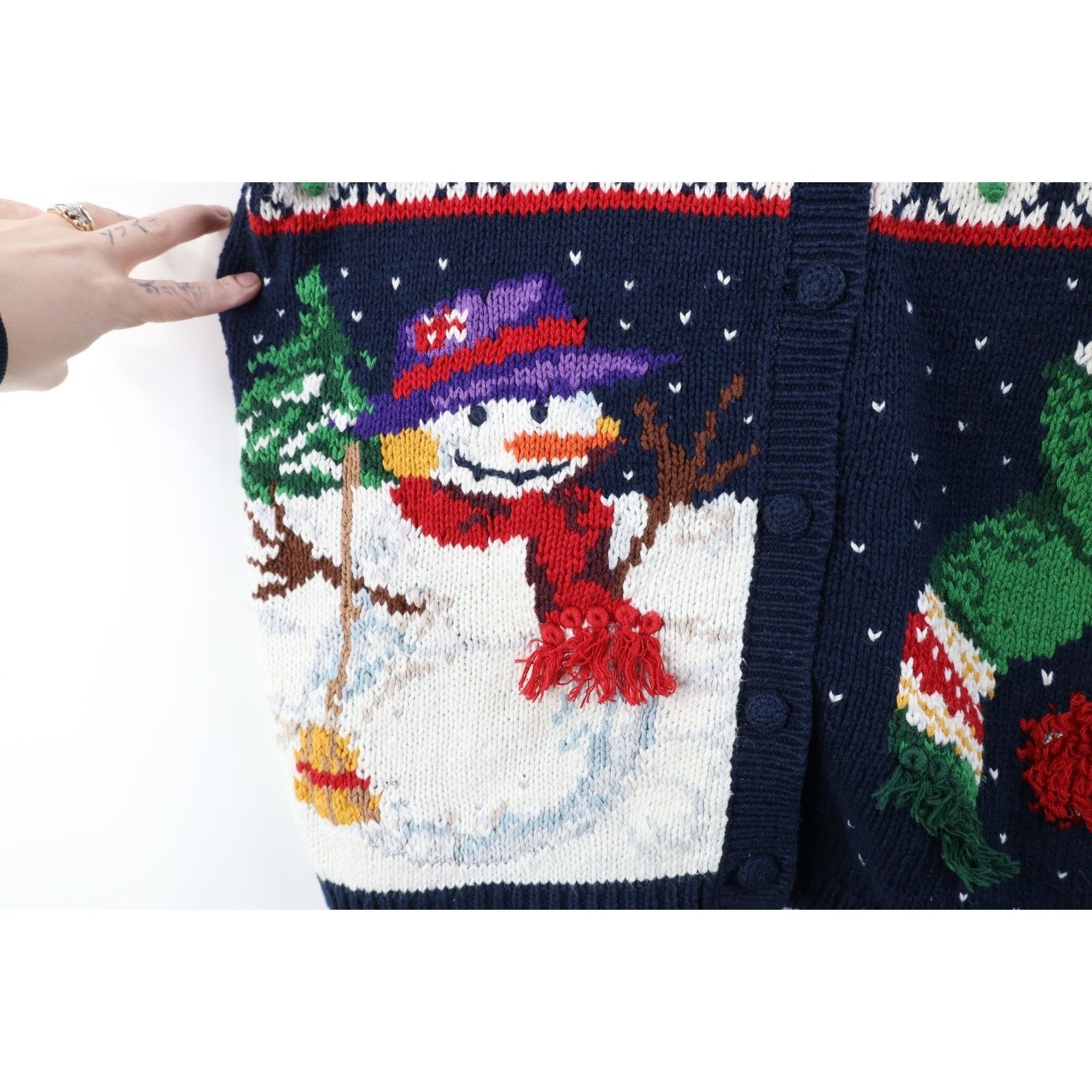 Vintage Vintage 90s Streetwear Heavy Christmas Cardigan Sweater Size L / US 10 / IT 46 - 4 Thumbnail