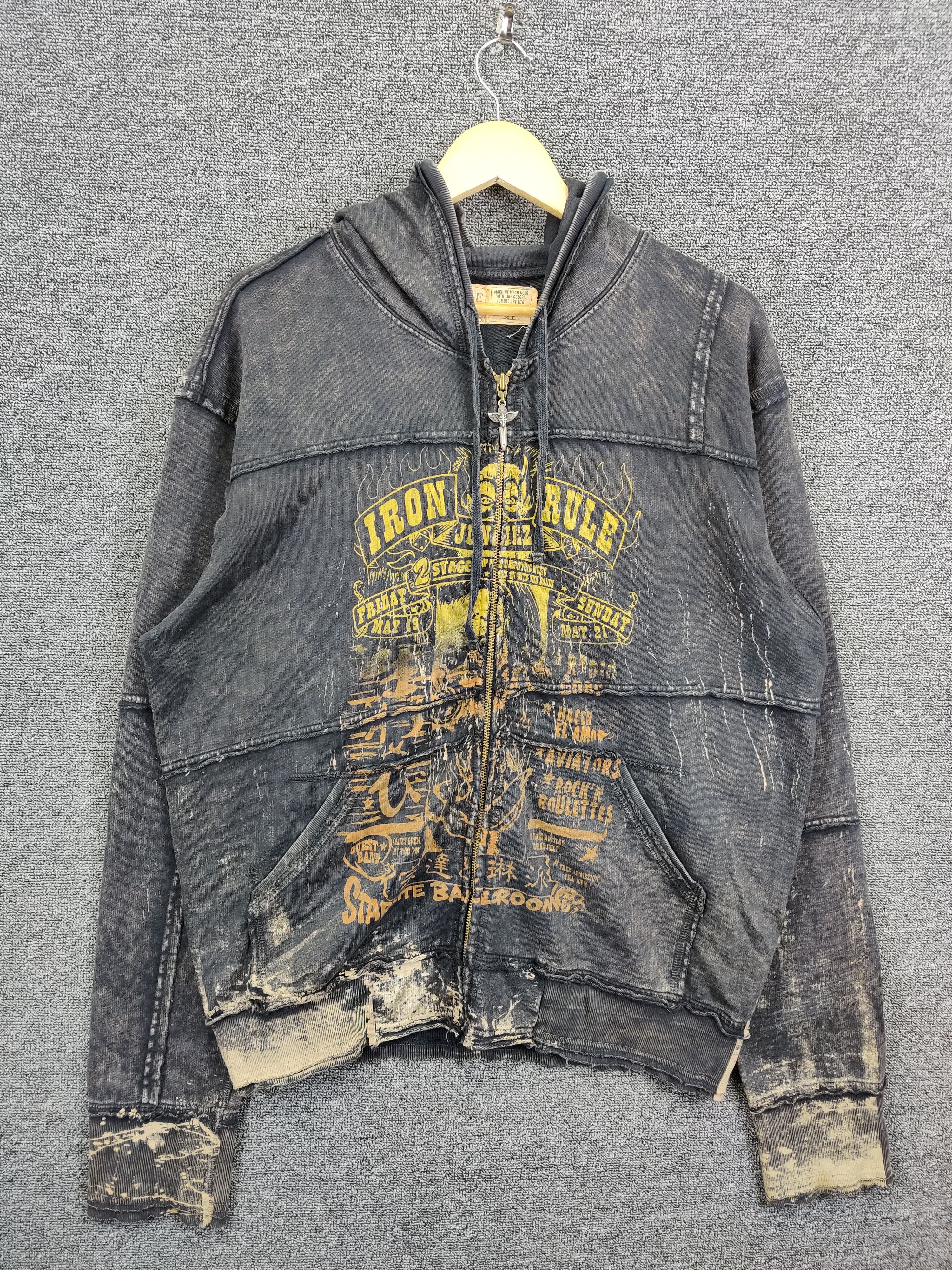Vintage 90s Salvage Skull Cross Zipper Hoodie