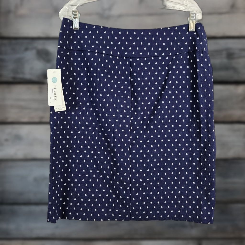 Vintage VINTAGE Margaret M Skirt Womens Pull On Knee Length Nylon Rayon Spandex Blue White Sailboats Large Size 36" / US 14 / IT 50 - 1 Thumbnail