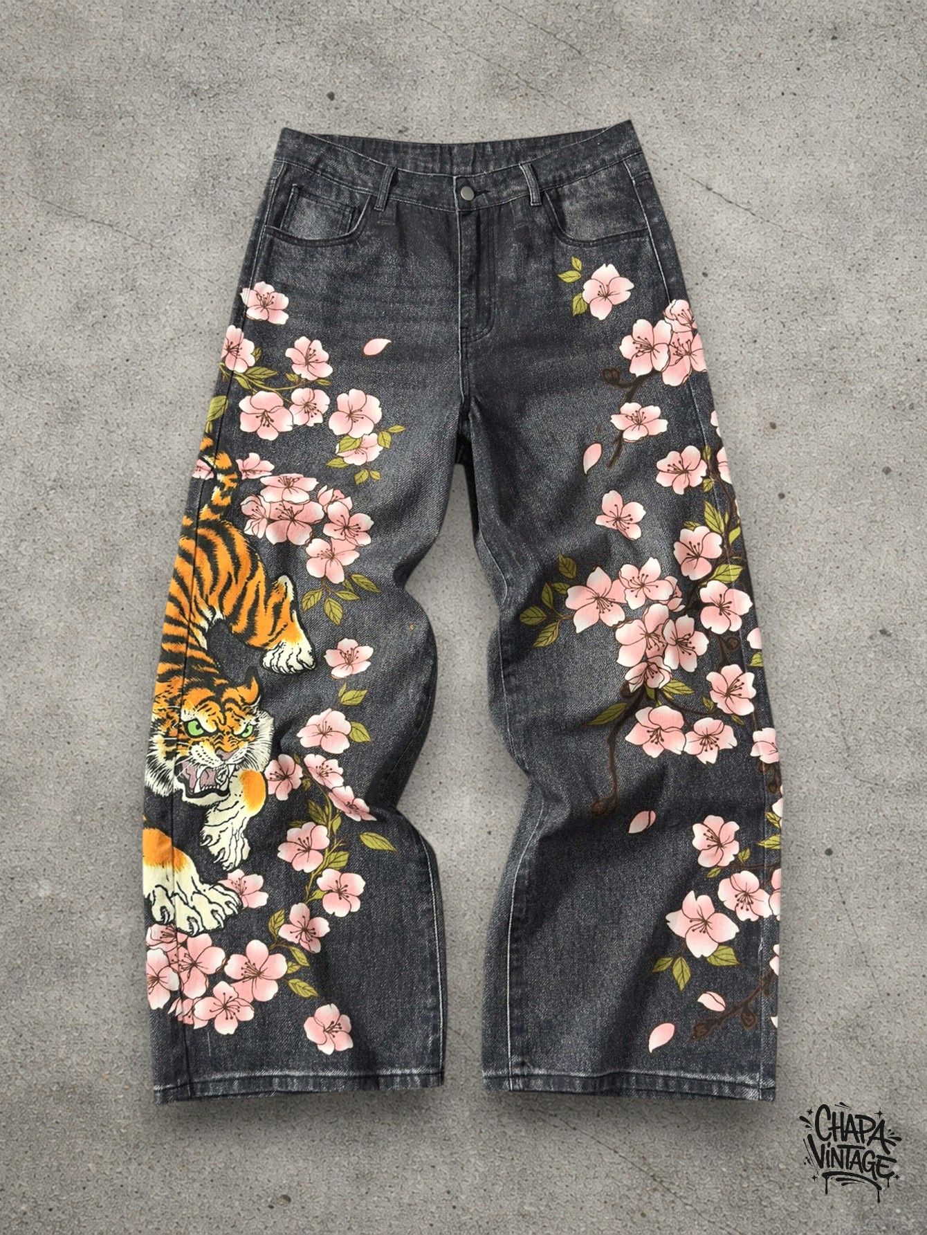 Vintage Anime graphic floral jeans Size US 32 / EU 48 - 1 Thumbnail