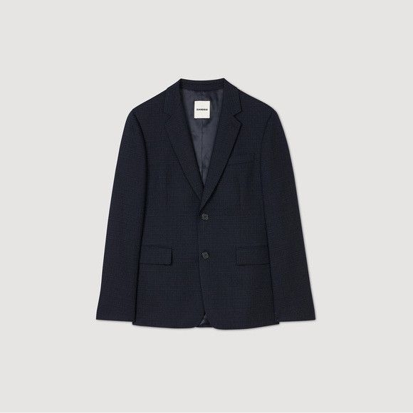 Sandro ✅SANDRO 48/M 100% wool blue blazer single breasted Size 48R - 2 Thumbnail