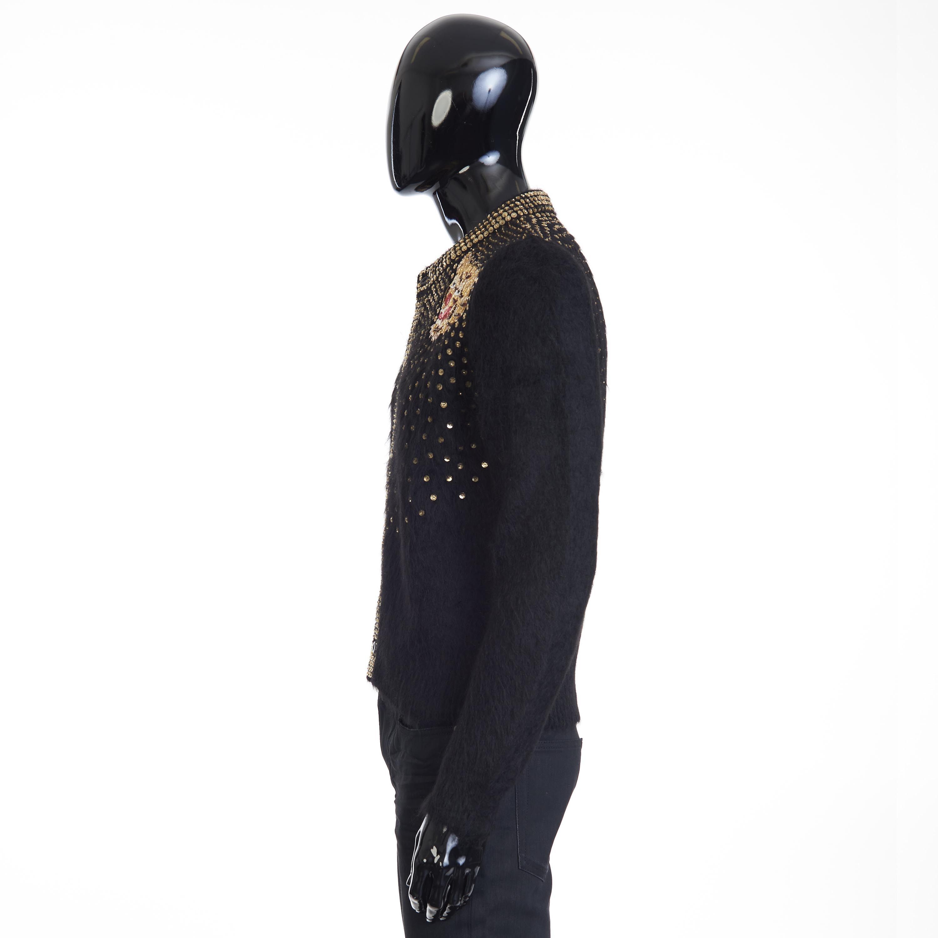 Celine Black Cardigan - Sequin Tiger Embroidery, Brushed Alpaca Size US S / EU 44-46 / 1 - 3 Thumbnail