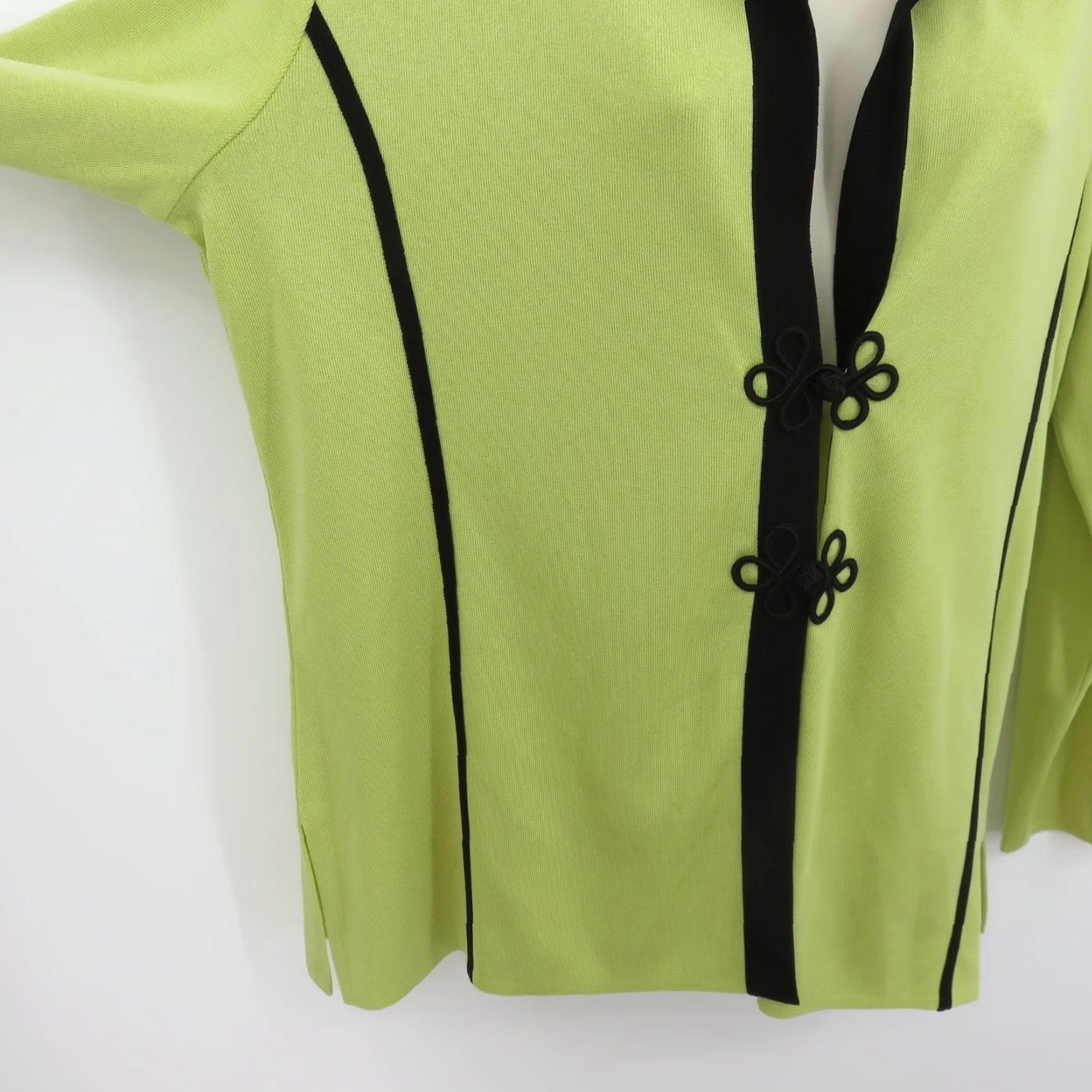 Vintage Misook Cardigan Sweater Women M Green Black Collared Two Button Vintage No Size M / US 6-8 / IT 42-44 - 4 Thumbnail