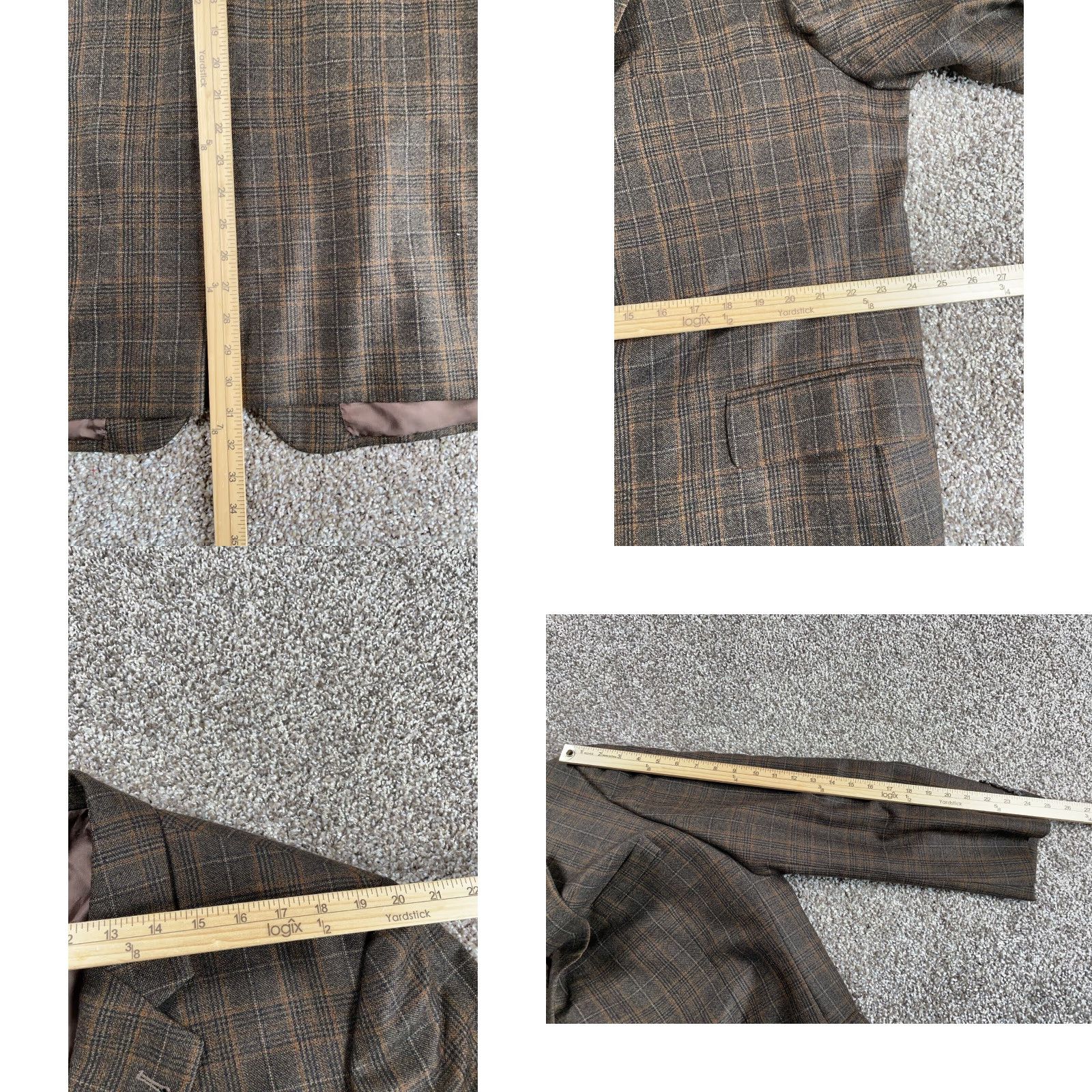 Jos. A. Bank VINTAGE Jos. A. Bank Wool Blazer Men's 50 Regular Brown Glen Check Plaid 2-Button Jacket Size 50R - 8 Thumbnail