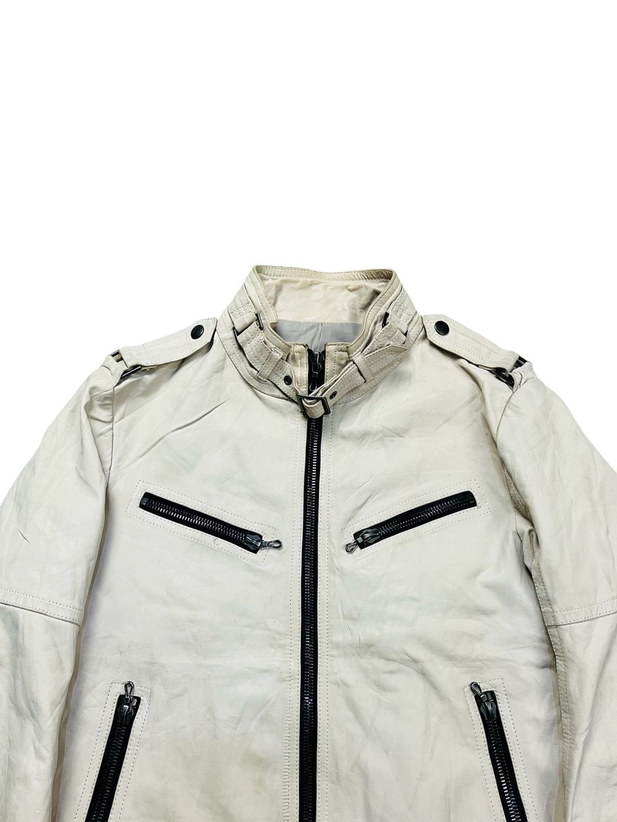Shellac 2000s Shellac - White Cyber Rider Leather Jacket Size US M / EU 48-50 / 2 - 8 Thumbnail