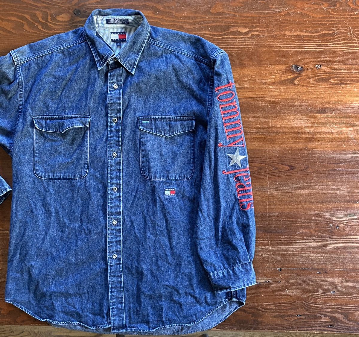 Tommy Hilfiger Vintage 90’s Tommy Hilfiger Jeans Long Sleeve Button Up Size US L / EU 52-54 / 3 - 1 Thumbnail