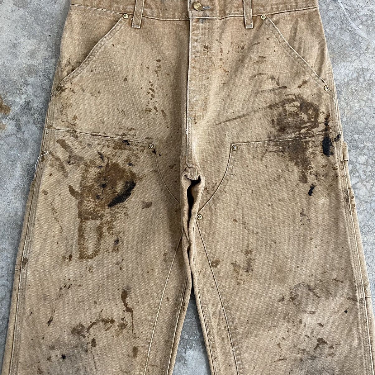 Carhartt VTG Carhartt Double Knee Faded Tan Dirty Carpenter Pants Size US 31 - 12 Thumbnail