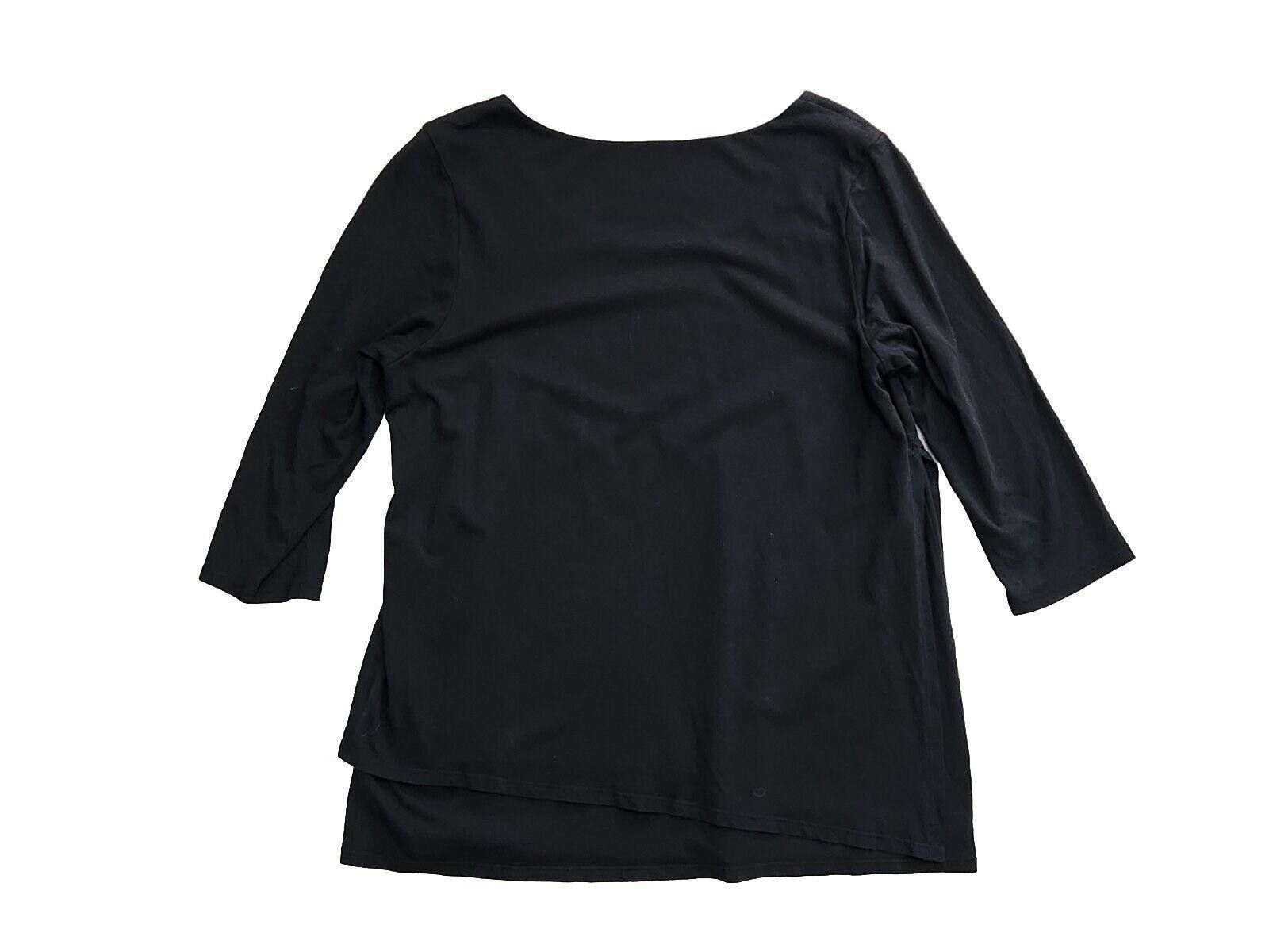 Designer Pure Jill Top Medium PJ 3/4 Sleeve Artistic Tee Black Size M / US 6-8 / IT 42-44 - 2 Thumbnail