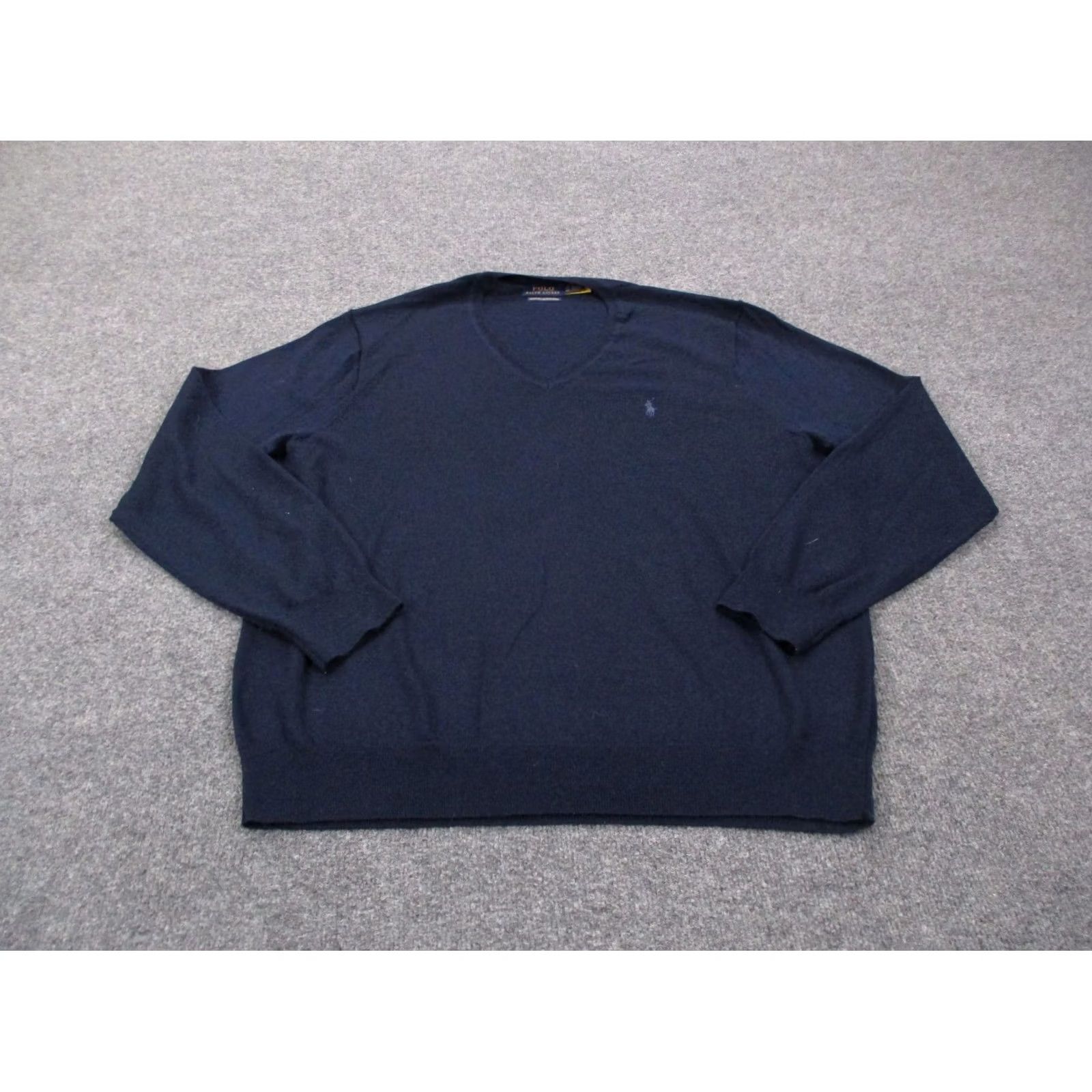 Polo Ralph Lauren Polo Ralph Lauren Sweater Men XL Navy Blue Merino Wool Knit Pullover V-Neck Logo Casual Golf Size US XL / EU 56 / 4 - 2 Thumbnail