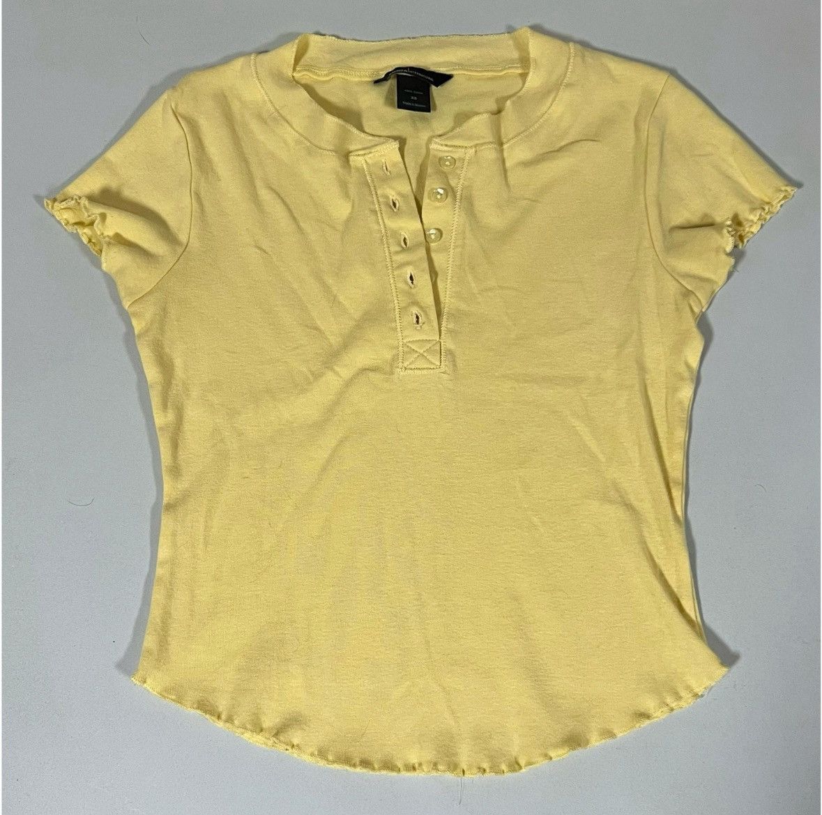 Campia Moda Moda Yellow Pastel Button-Up Henley Shirt Top Tee Size XS ✨ Size XS / US 0-2 / IT 36-38 - 2 Thumbnail