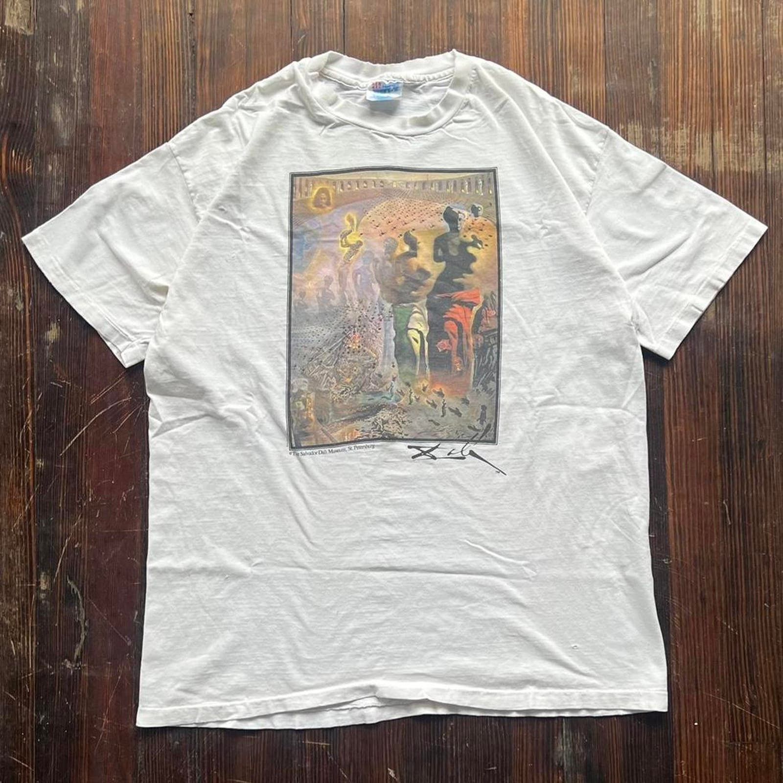 image of Vintage Salvador Dali Art T Shirt in White, Men's (Size XL)