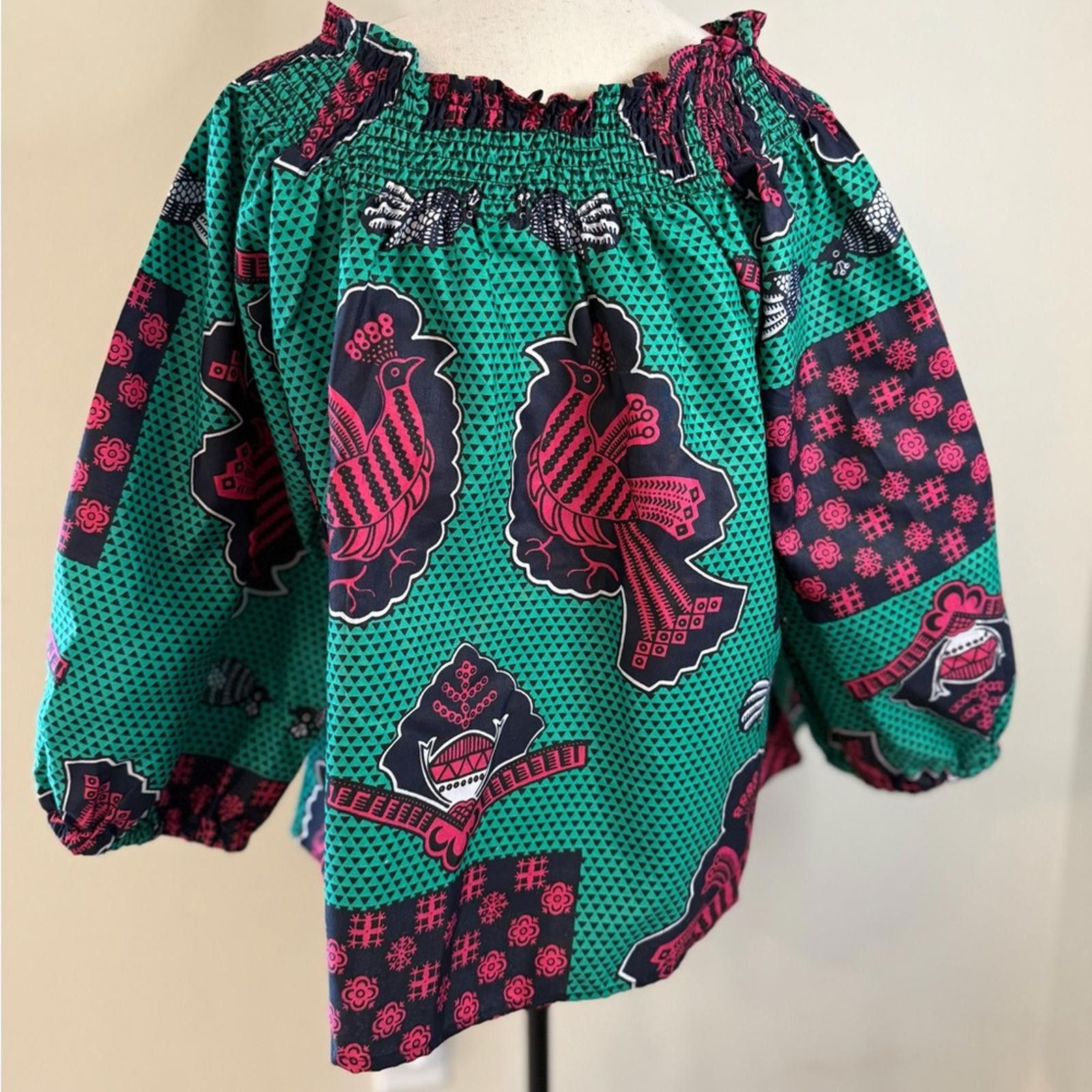 Other Handmade boho blouson top bird polka dot novelty print M/L Size M / US 6-8 / IT 42-44 - 5 Thumbnail