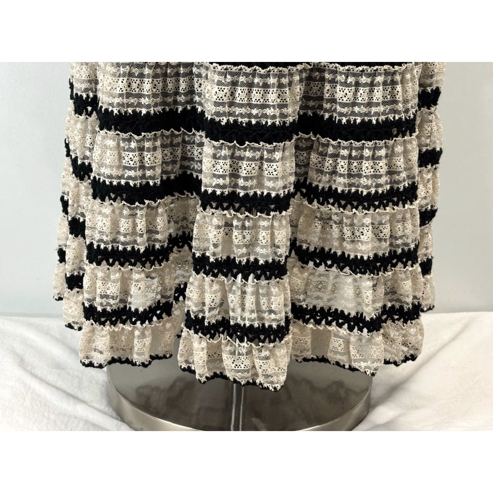 Betsey Johnson VINTAGE Betsey Johnson Crochet Midi Dress Small Black Ivory Coquette Y2K Womens Size S / US 4 / IT 40 - 7 Thumbnail