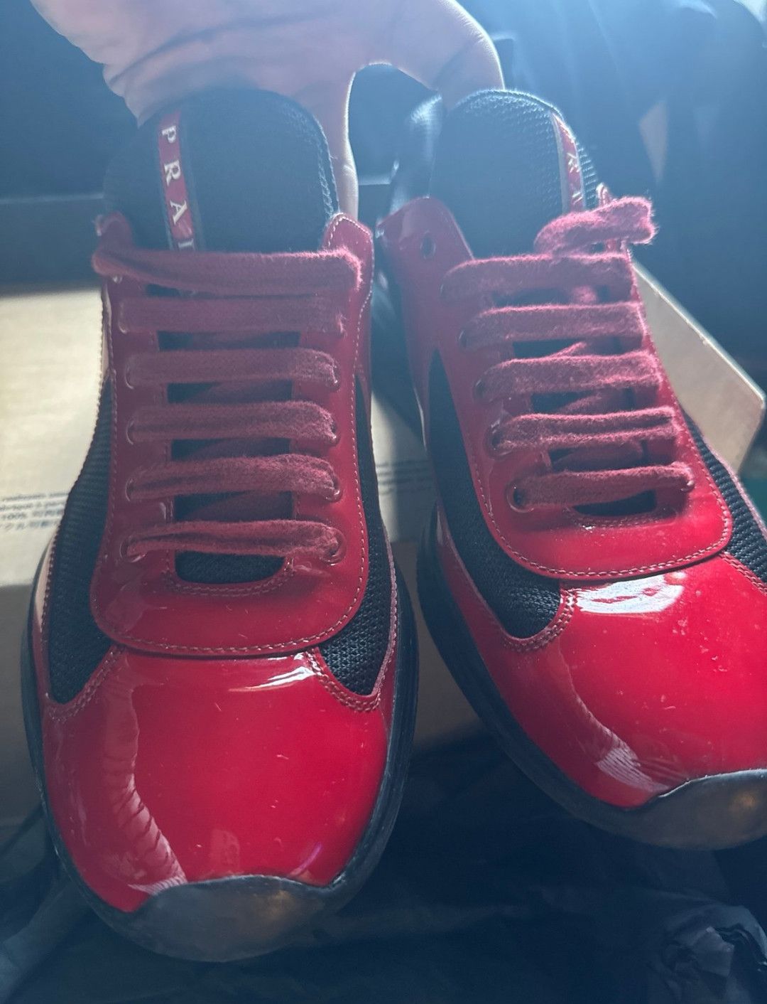 Prada Prada America's Cup Sneakers Red Patent 10 Black Size US 10 / EU 43 - 2 Thumbnail