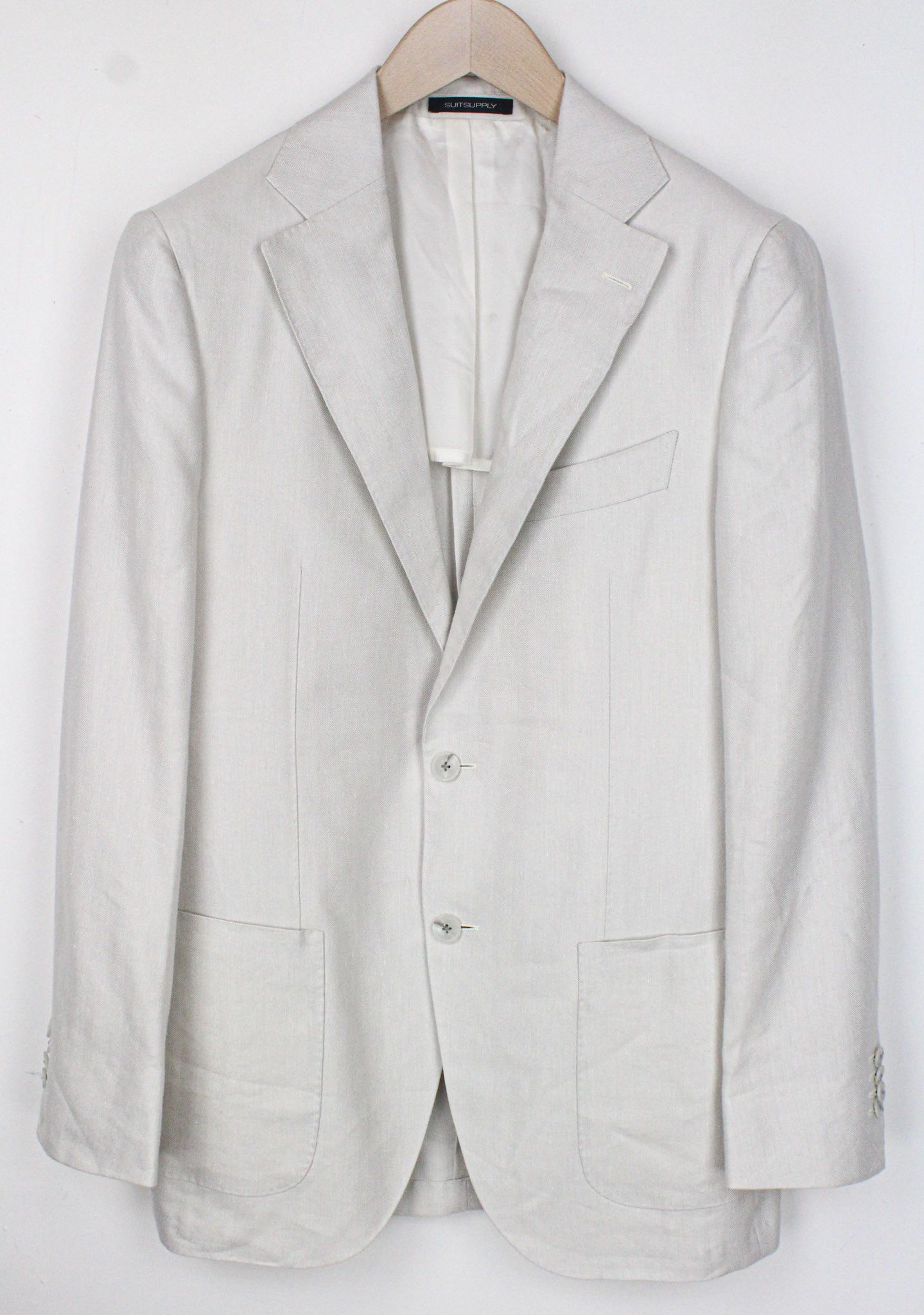 image of Suitsupply La Spalla Uk38R Light Grey Linen Wool Silk Lined 72273, Men's