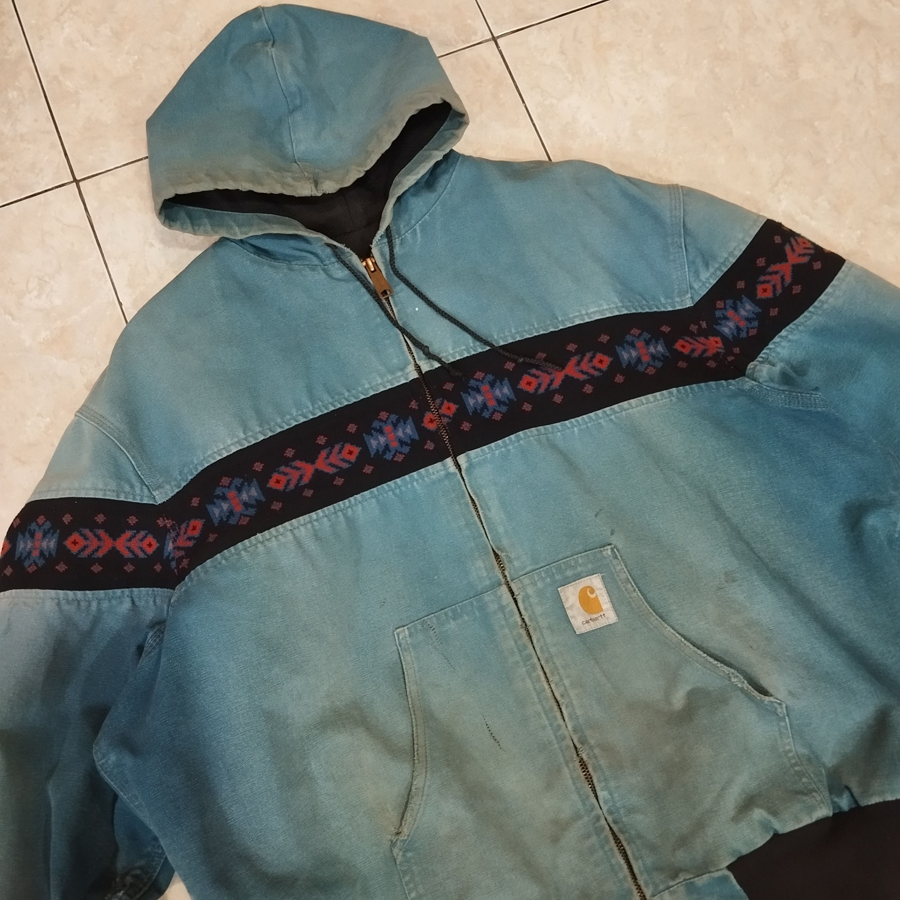 Carhartt Vtg 90s Active Jacket Navajo/ Aztec forest green Size US XXL / EU 58 / 5 - 2 Thumbnail