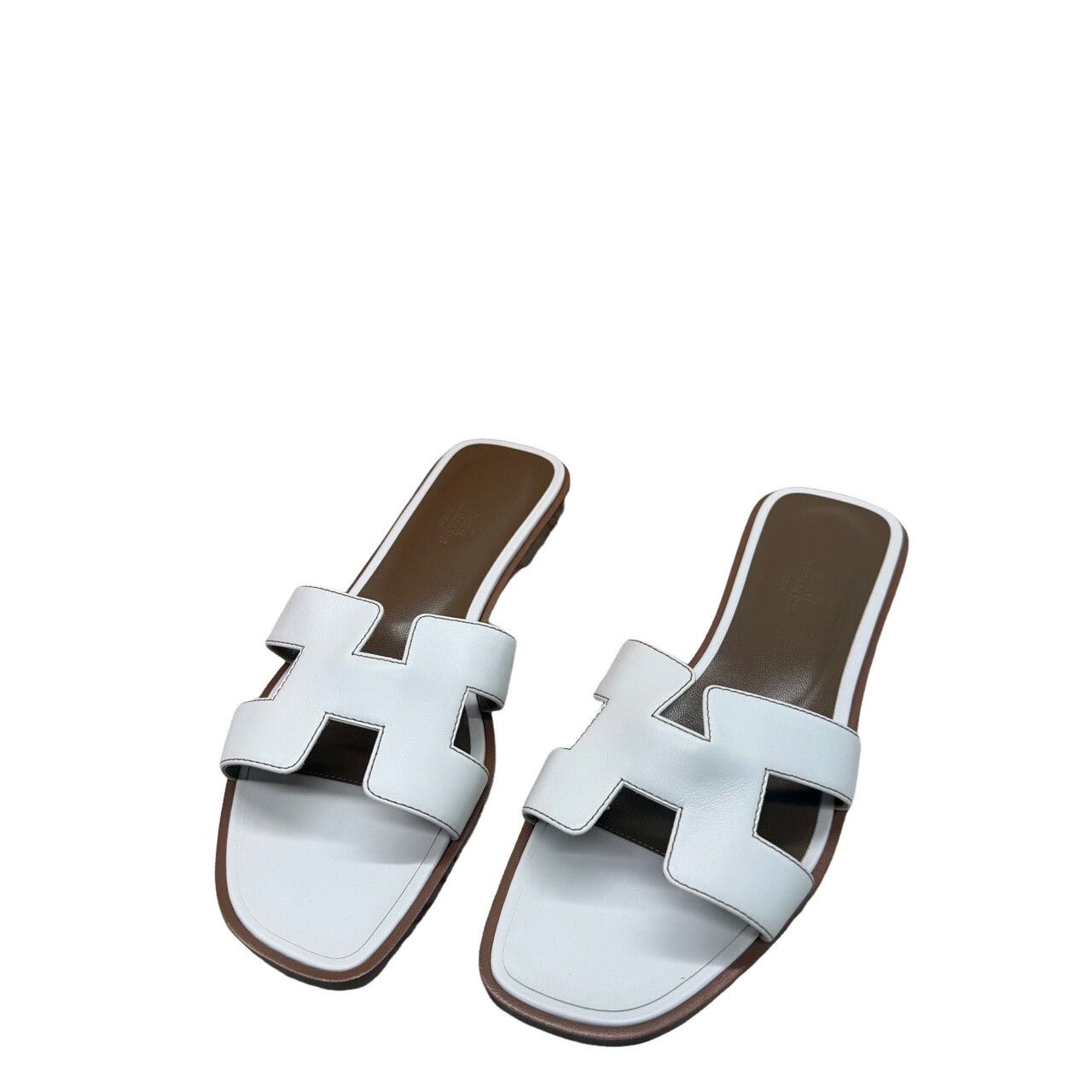Hermes Hermès Oran White Leather Sandals Size 38 Size US 8 / IT 38 - 1 Thumbnail