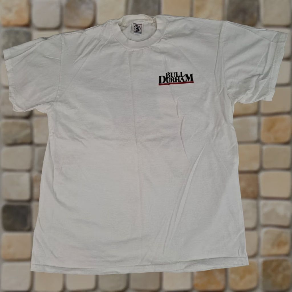 Delta VINTAGE Delta T-Shirt Bull Durham Bulldogger Bull Wrestler Crew Neck Short Sleeve Men L White Canvas Cotton Rodeo 1990s Logo Casual Shirt Size US L / EU 52-54 / 3 - 1 Thumbnail