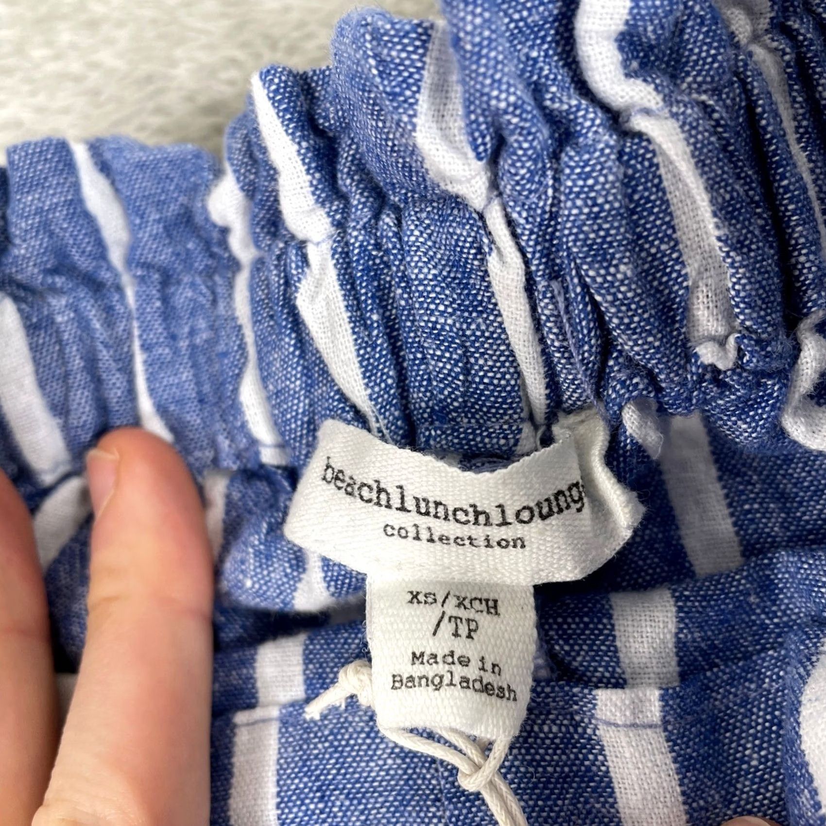 Vintage BeachLunchLounge Pants XS Blue Striped Linen Blend Drawstring Coastal Womens Size 26" / US 2 / IT 38 - 6 Thumbnail