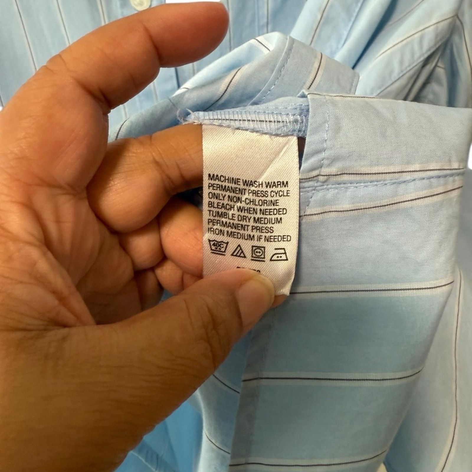 Izod Izod Bracelet Sleeve Front Button Up Striped Top Blue 2X Size XXL / US 16-18 / IT 52-54 - 5 Thumbnail