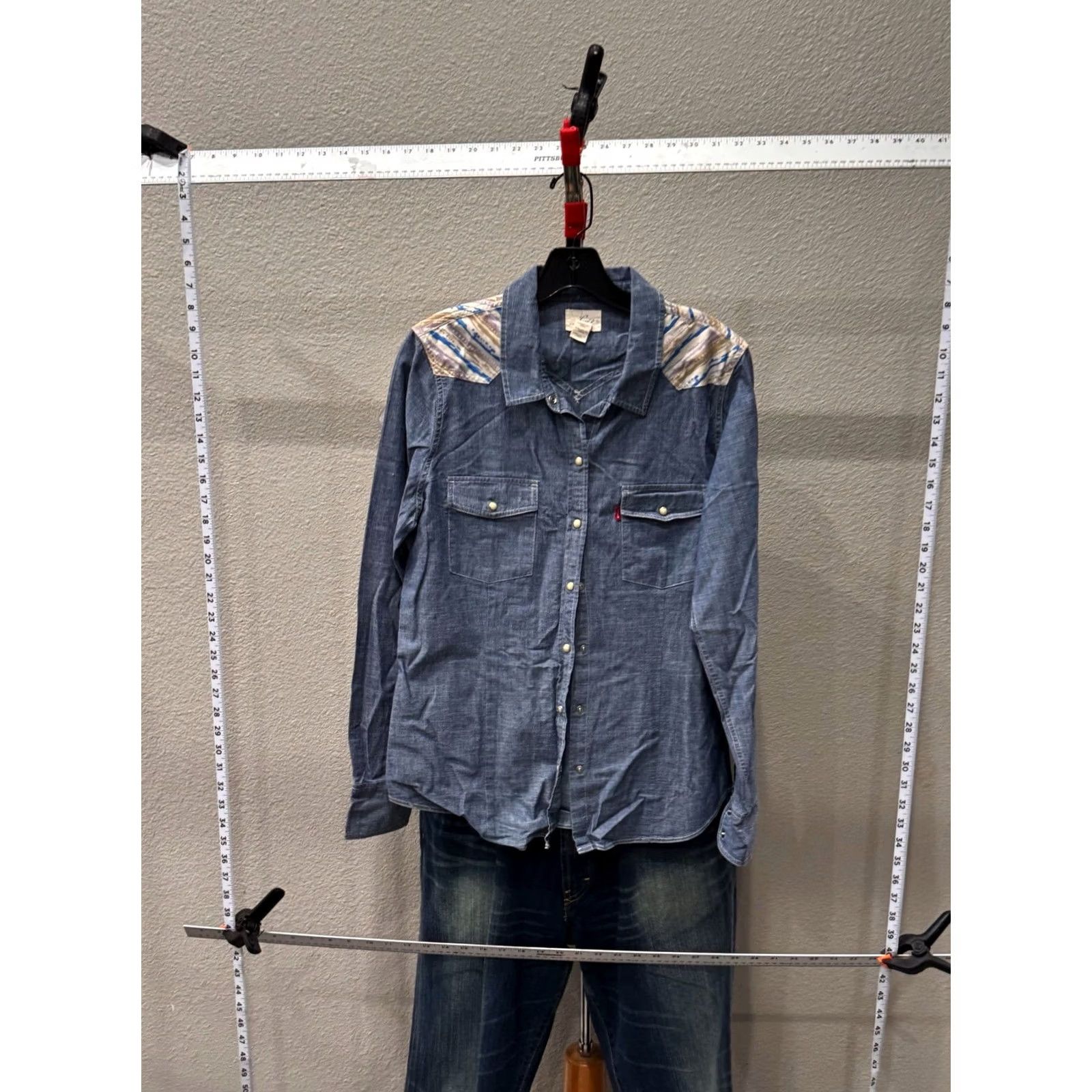 Vintage WOMENS Levis Long SLeeve Pearl Snap LONG SLEEVE SHIRT Large L Shirt Womens Levis Long Sleeve Pearl Snap XL? Size L / US 10 / IT 46 - 3 Thumbnail