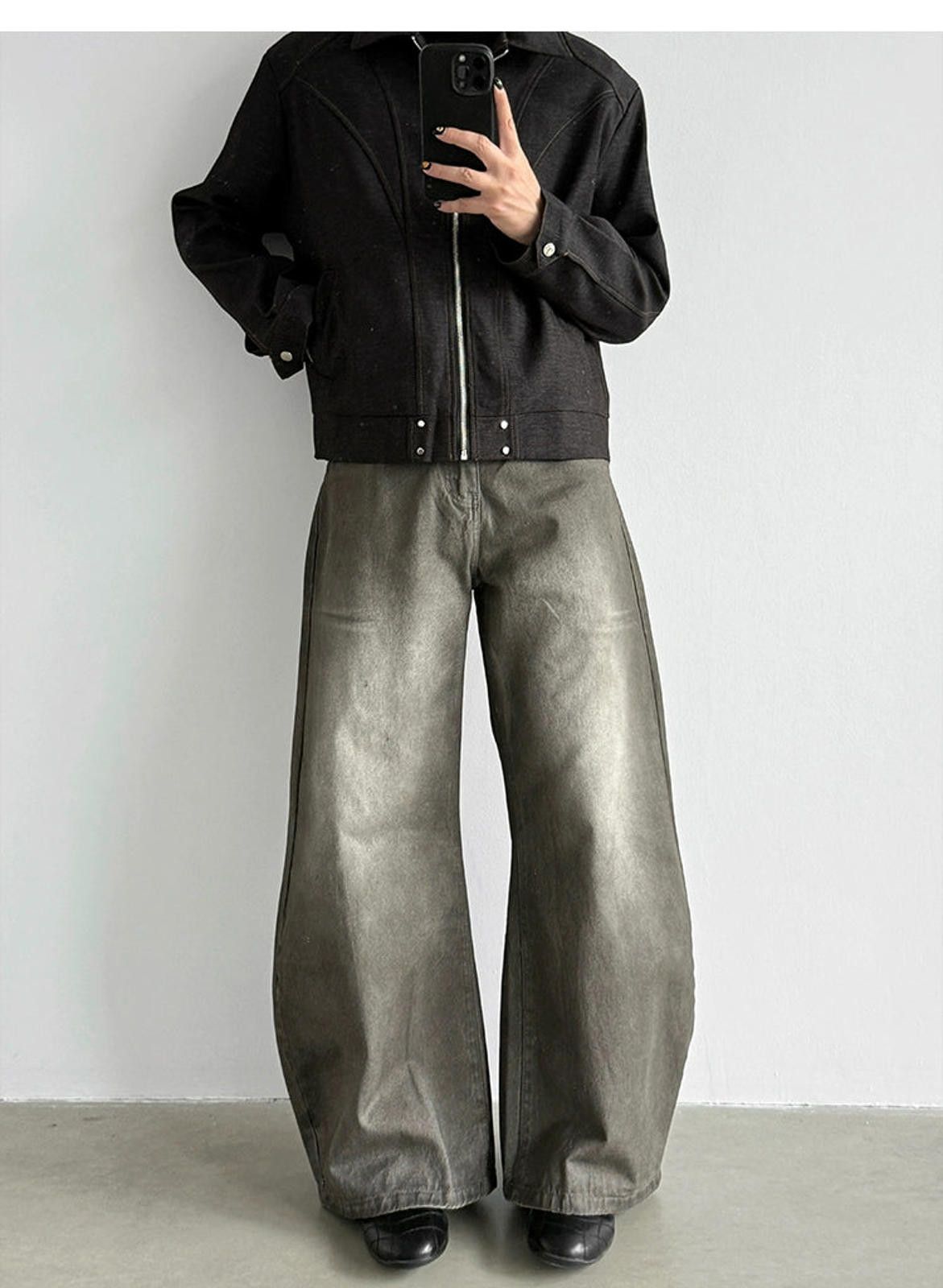 Jean Black Wide Leg Denim Jeans, Baggy Fit Jeans Size US 30 / EU 46 - 4 Thumbnail