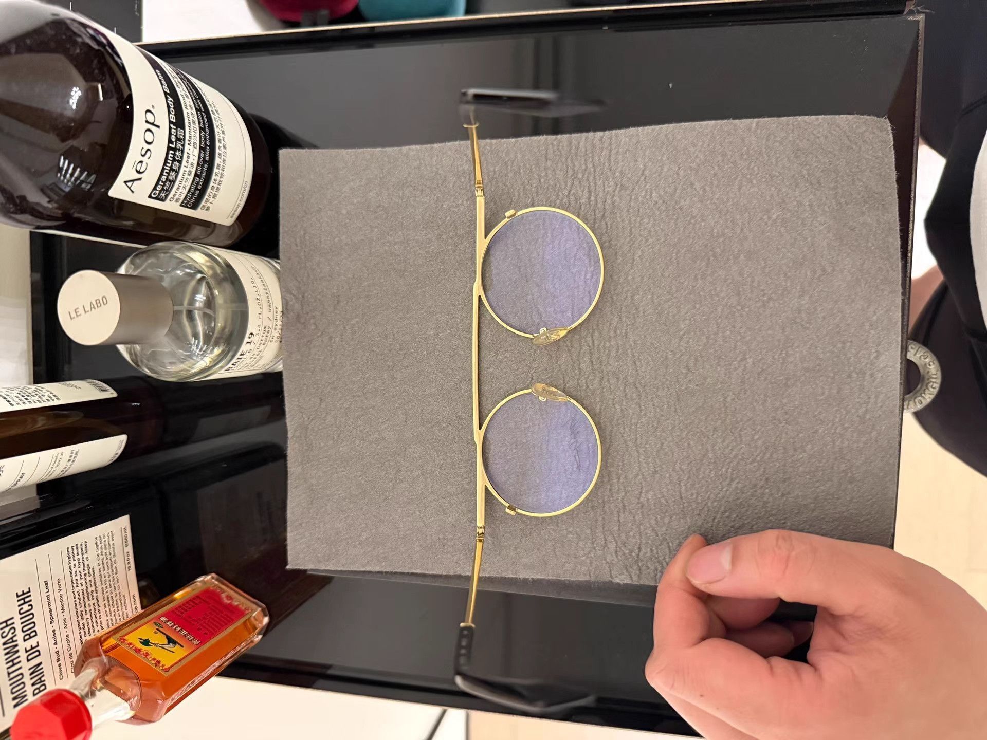 Yohji Yamamoto Round Frame Black Glasses with Gold Accents Size ONE SIZE - 4 Thumbnail