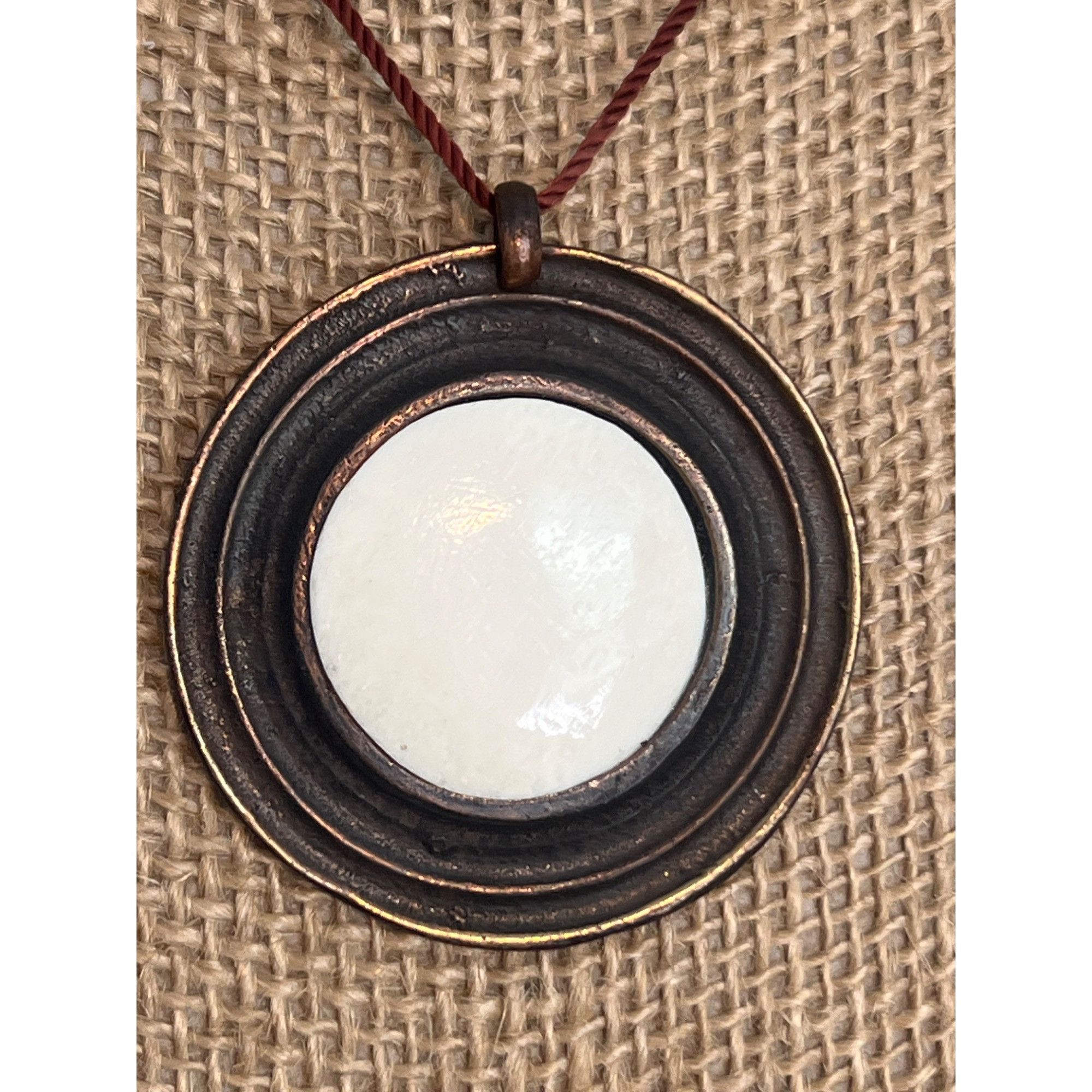 Express Vintage Express Long Brown Cord Necklace Round Pendant Glass Size ONE SIZE - 2 Thumbnail