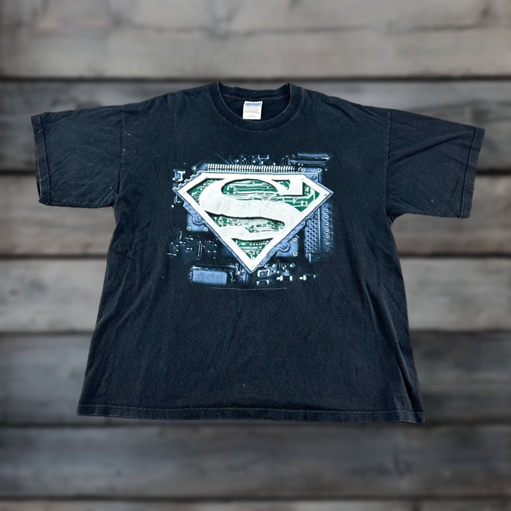 Gildan VINTAGE Superman Shirt Mens XL Black Gildan Cotton Short Sleeve Crew Neck Movie 2000s Man Cave Logo Reflective T-Shirt Size US XL / EU 56 / 4 - 1 Thumbnail