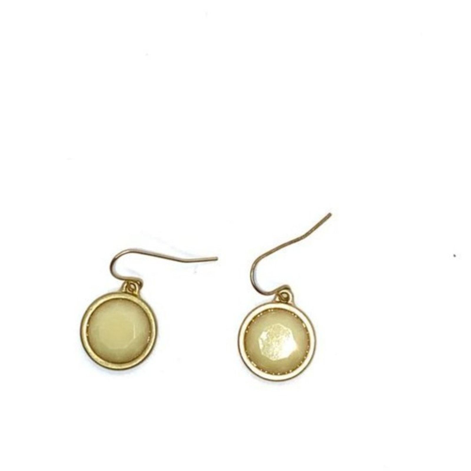 Handmade Beige Pendant Gold-Tone Dangle Earrings Size ONE SIZE - 2 Thumbnail