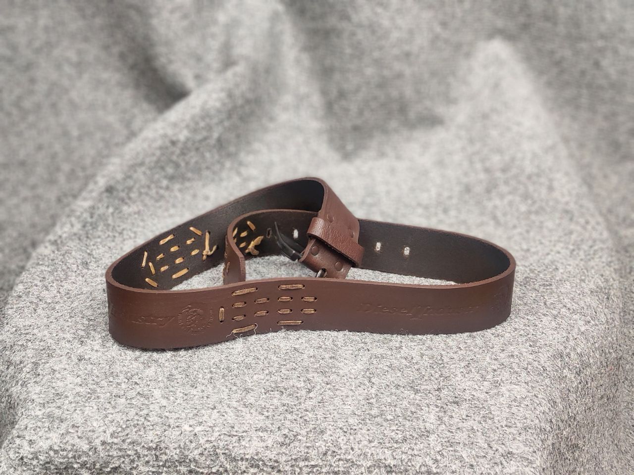 Diesel Diesel Industry Vintage Dark Brown Logo Mens Belt Y2K Style Size ONE SIZE - 7 Thumbnail