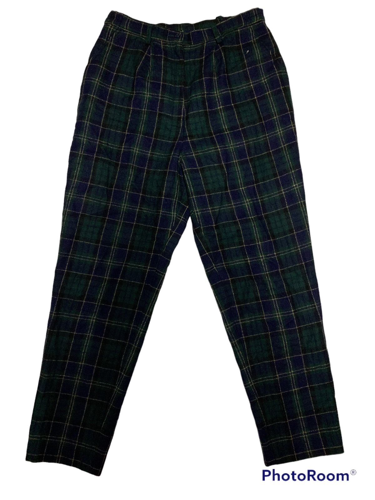 image of Vintage No Brand Checked Wool Pants in Green, Men's (Size 27)