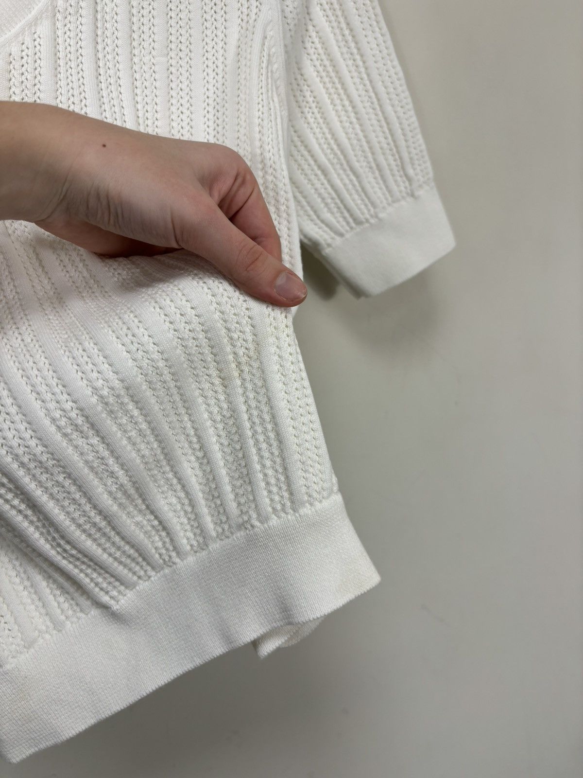 Gran Sasso Gran Sasso 1952 White Knitted V-Neck Short Sleeve Sweater Size L / US 10 / IT 46 - 6 Thumbnail