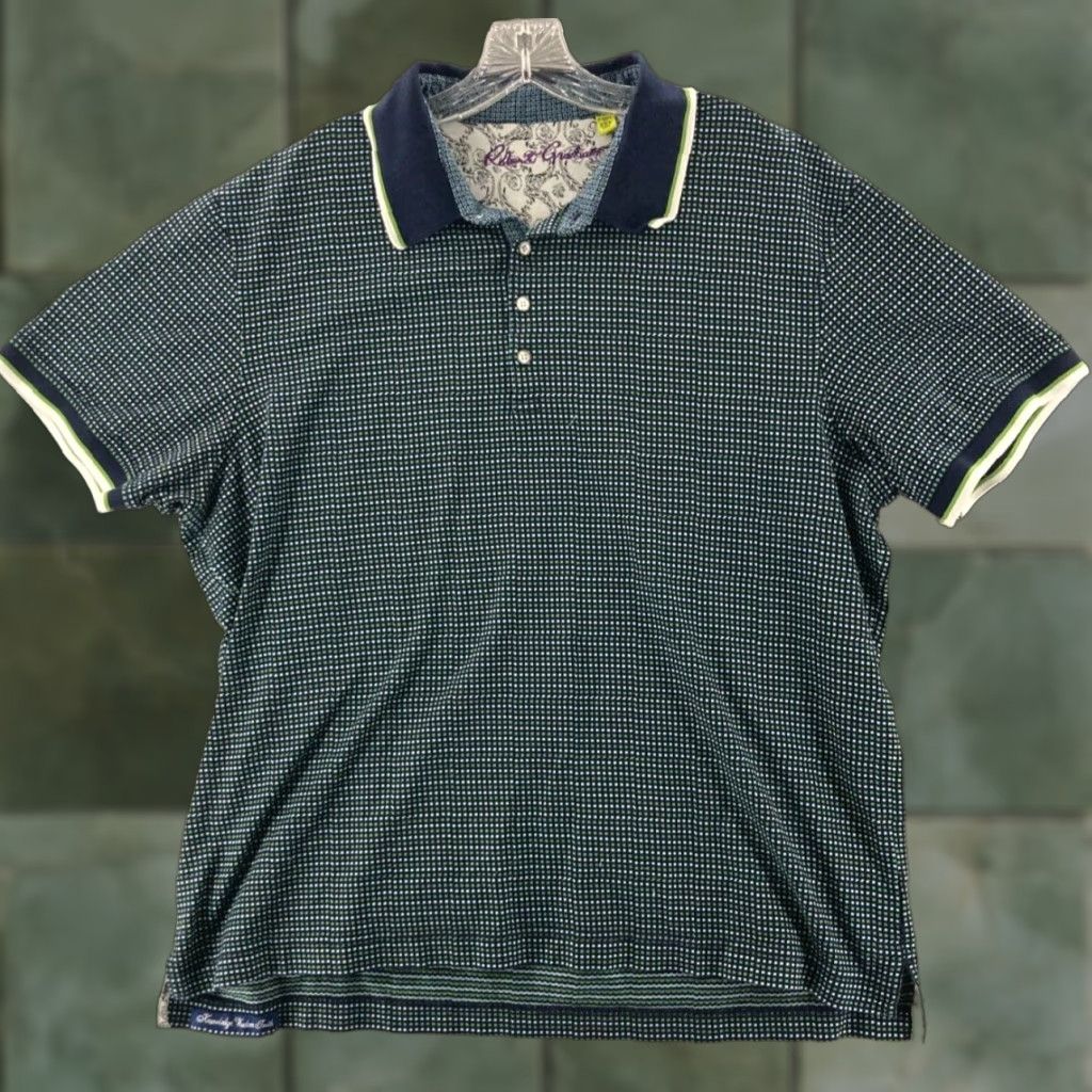 Robert Graham VINTAGE Robert Graham Men's Polo Shirt 2XL Cotton Short Sleeve Classic Fit Blue Size US XXL / EU 58 / 5 - 1 Thumbnail