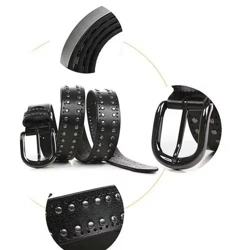 Leather Leather Belt Women Lady Punk Size ONE SIZE - 2 Thumbnail