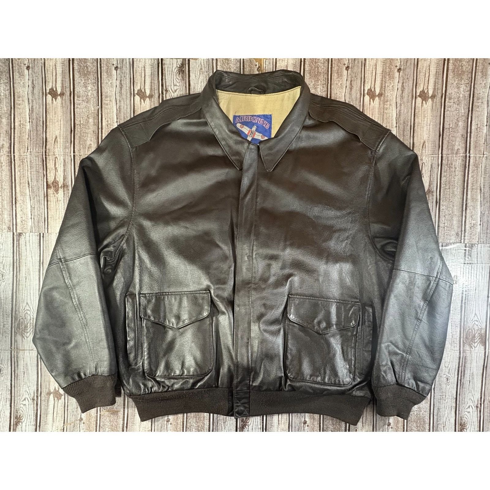 Other Airborne Leathers Lined Flight Bomber Jacket Size 3XL color Size US XXL / EU 58 / 5 - 1 Thumbnail