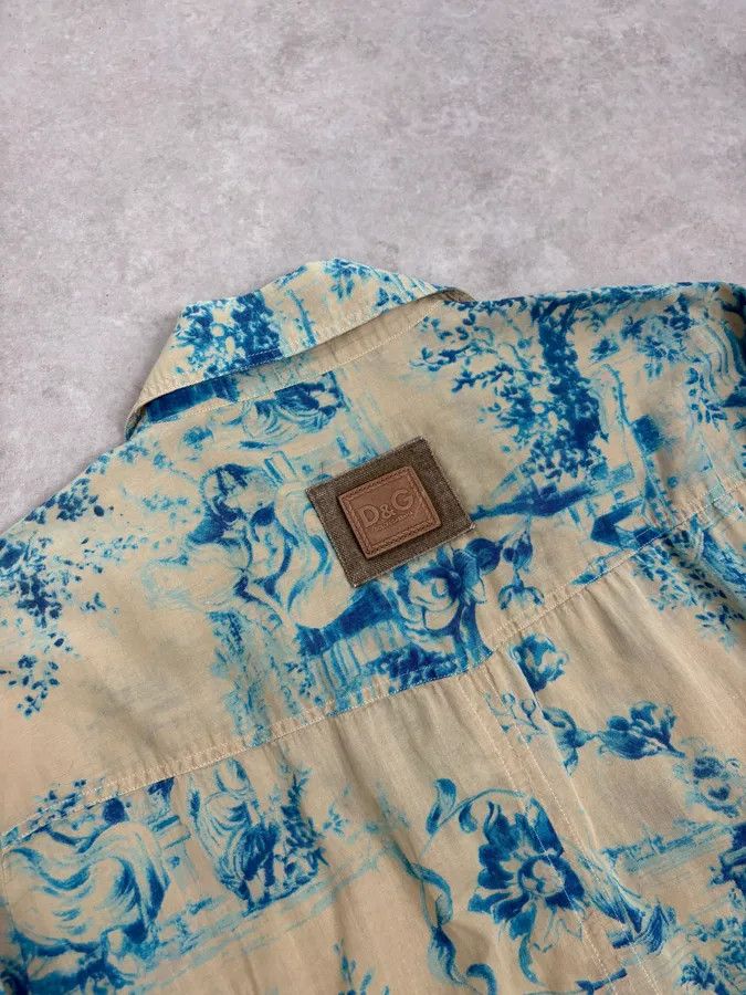 Dolce & Gabbana SS2004 Dolce & Gabbana Beige & Blue Floral Shirt Size US M / EU 48-50 / 2 - 9 Thumbnail