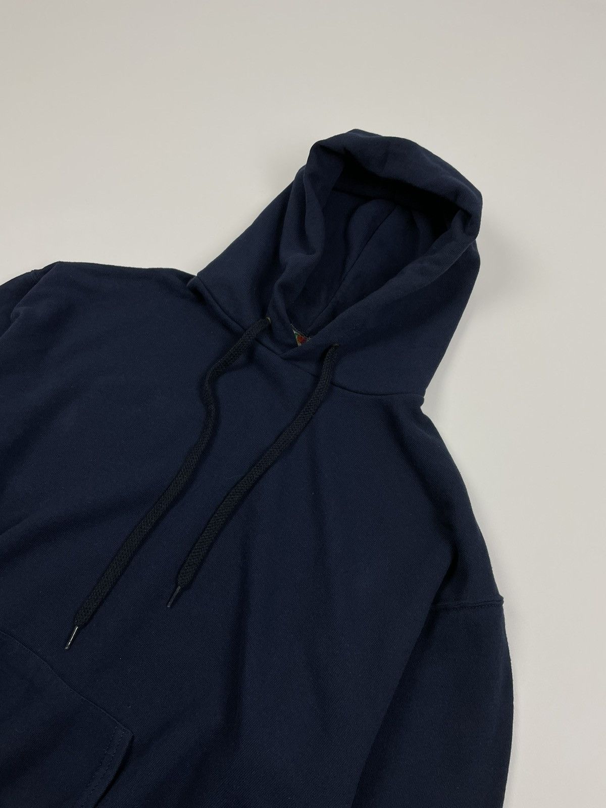 Fruit Of The Loom 2000s Vintage Fruit Of The Loom Blank Blue Boxy Hoodie Size US L / EU 52-54 / 3 - 3 Thumbnail