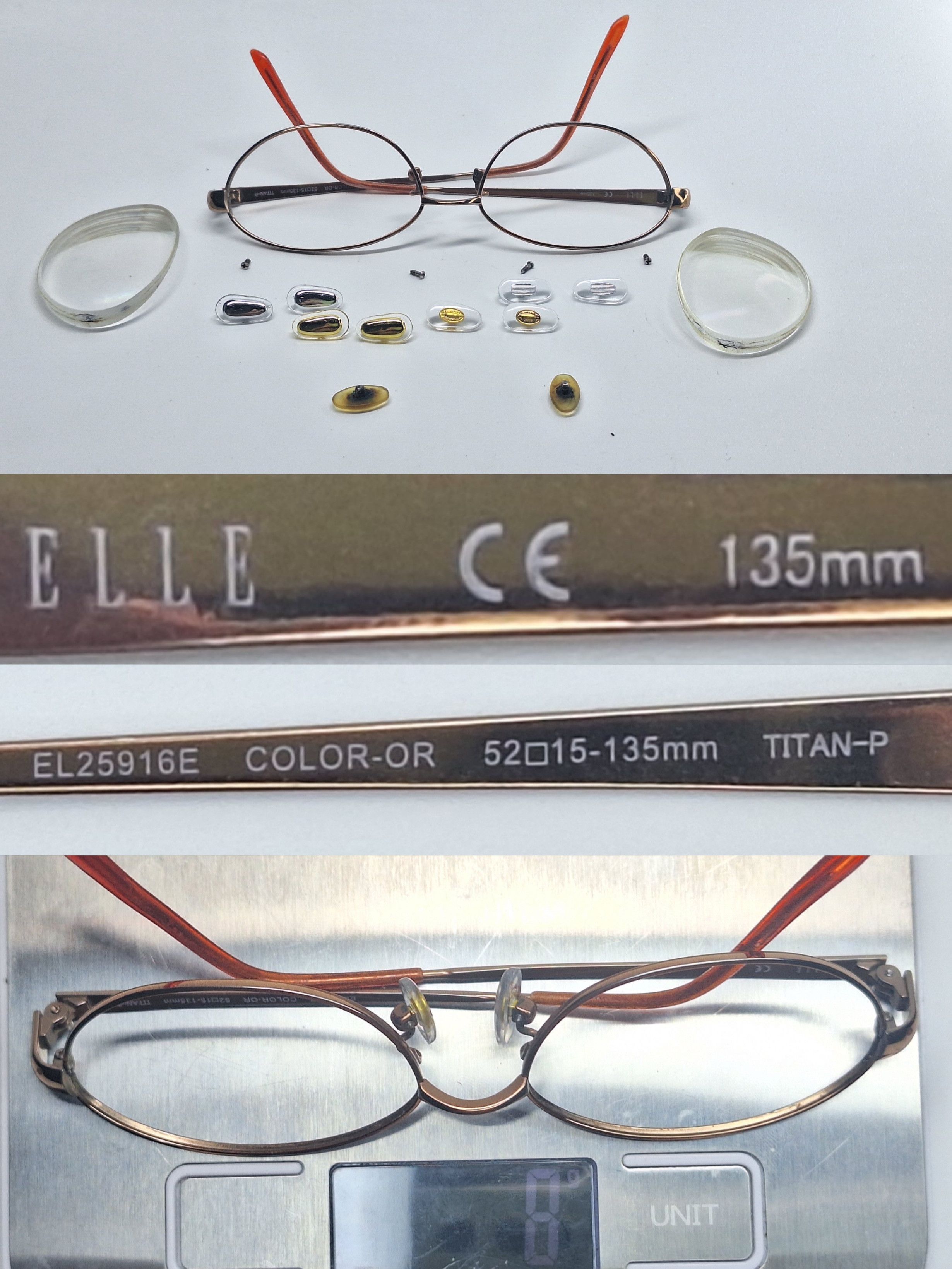 Other ELLE EL25916E TITAN-P Pure Titanium Gold Oval Eyeglass Frame Size ONE SIZE - 6 Thumbnail