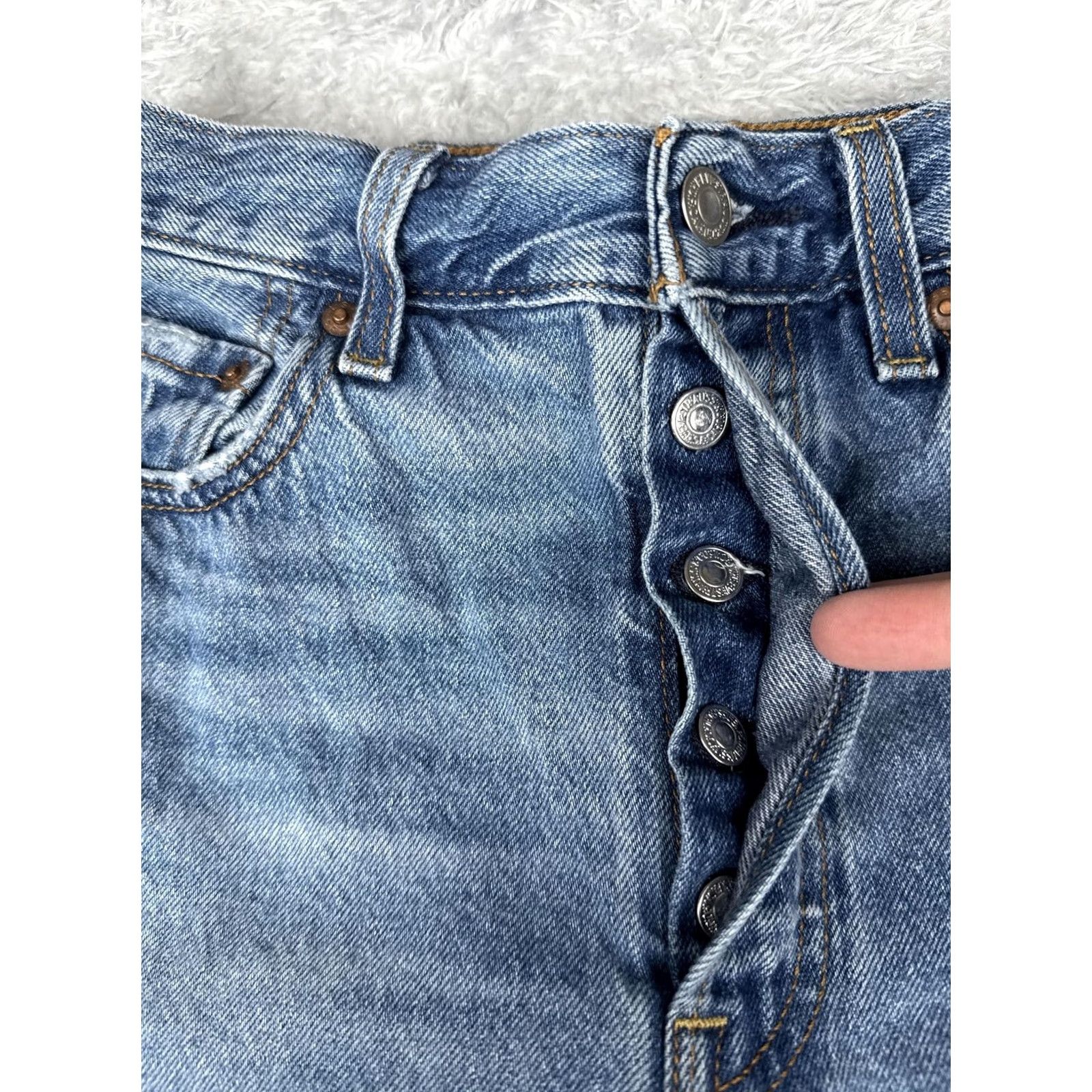 Levi's VINTAGE Levis Jeans Womens 27x27 Blue Denim Ribcage Straight Ankle Premium Big E Cotton Size 27" / US 4 / IT 40 - 5 Thumbnail