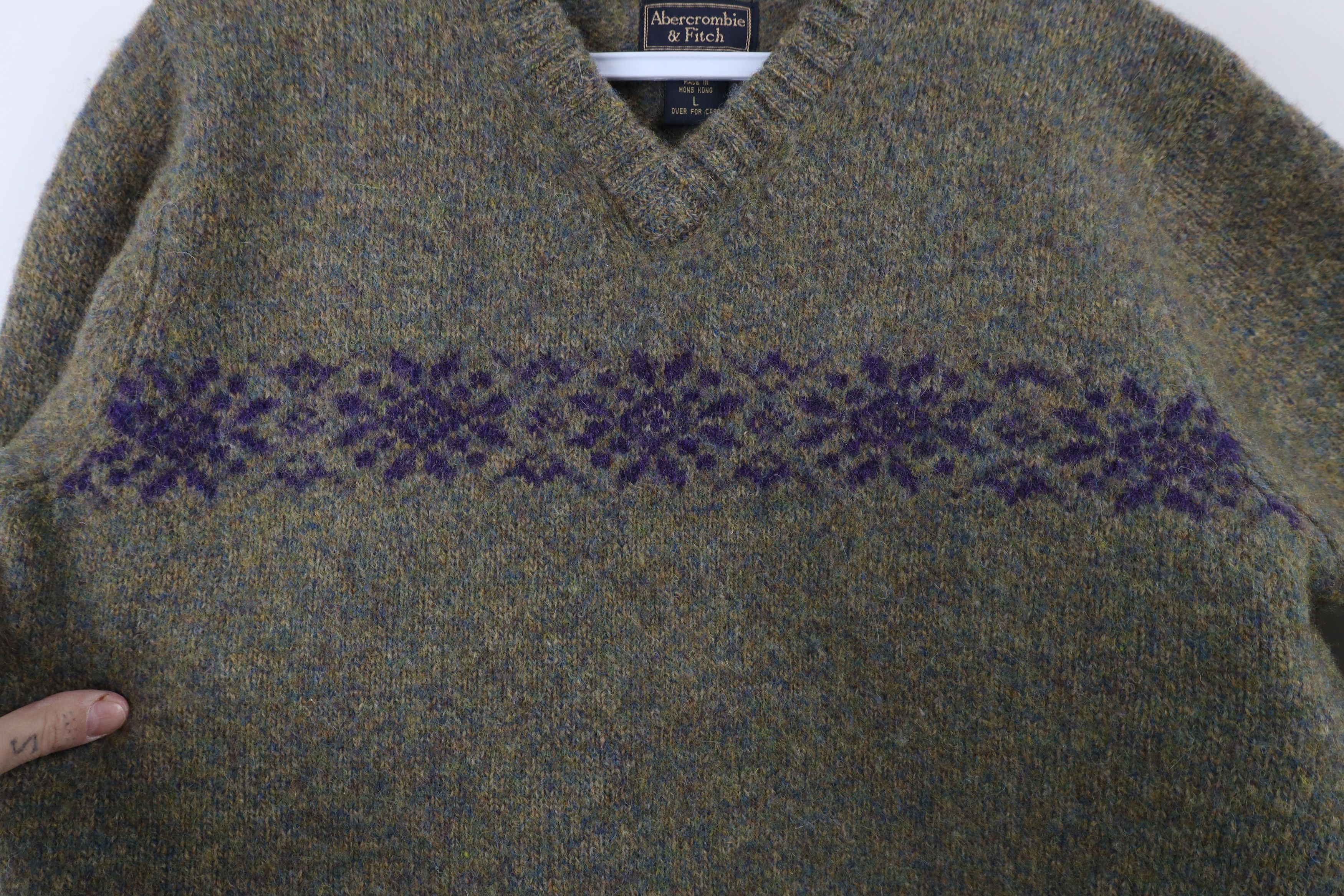 Abercrombie & Fitch × Vintage Vintage 90s Abercrombie & Fitch Fair Isle Wool Knit Sweater Size L / US 10 / IT 46 - 4 Thumbnail