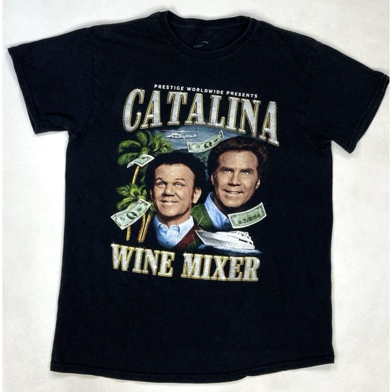 Catalina Step Brothers Catalina Wine Mixer Graphic T-shirt Women Medium Black Movie Shirt Size M / US 6-8 / IT 42-44 - 2 Thumbnail