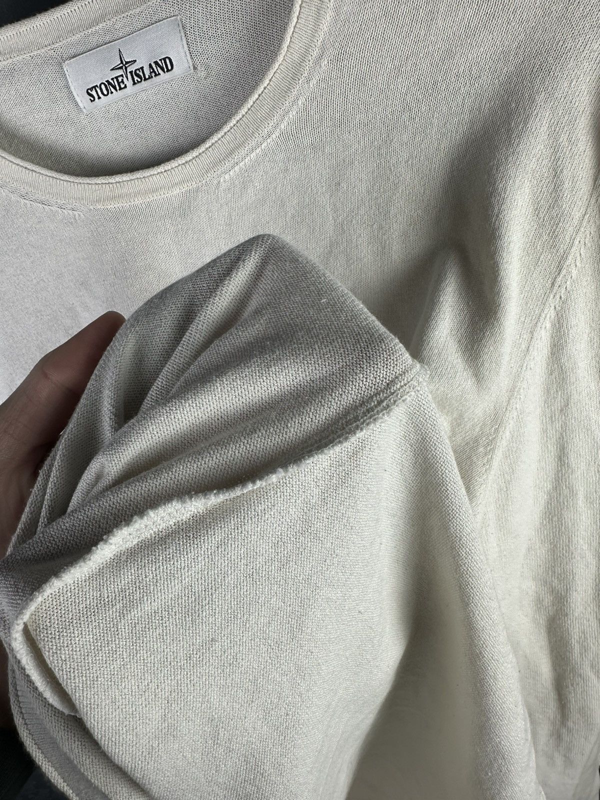 Stone Island × Vintage Stone Island White Cotton Knit Crewneck Jumper Size US M / EU 48-50 / 2 - 10 Thumbnail