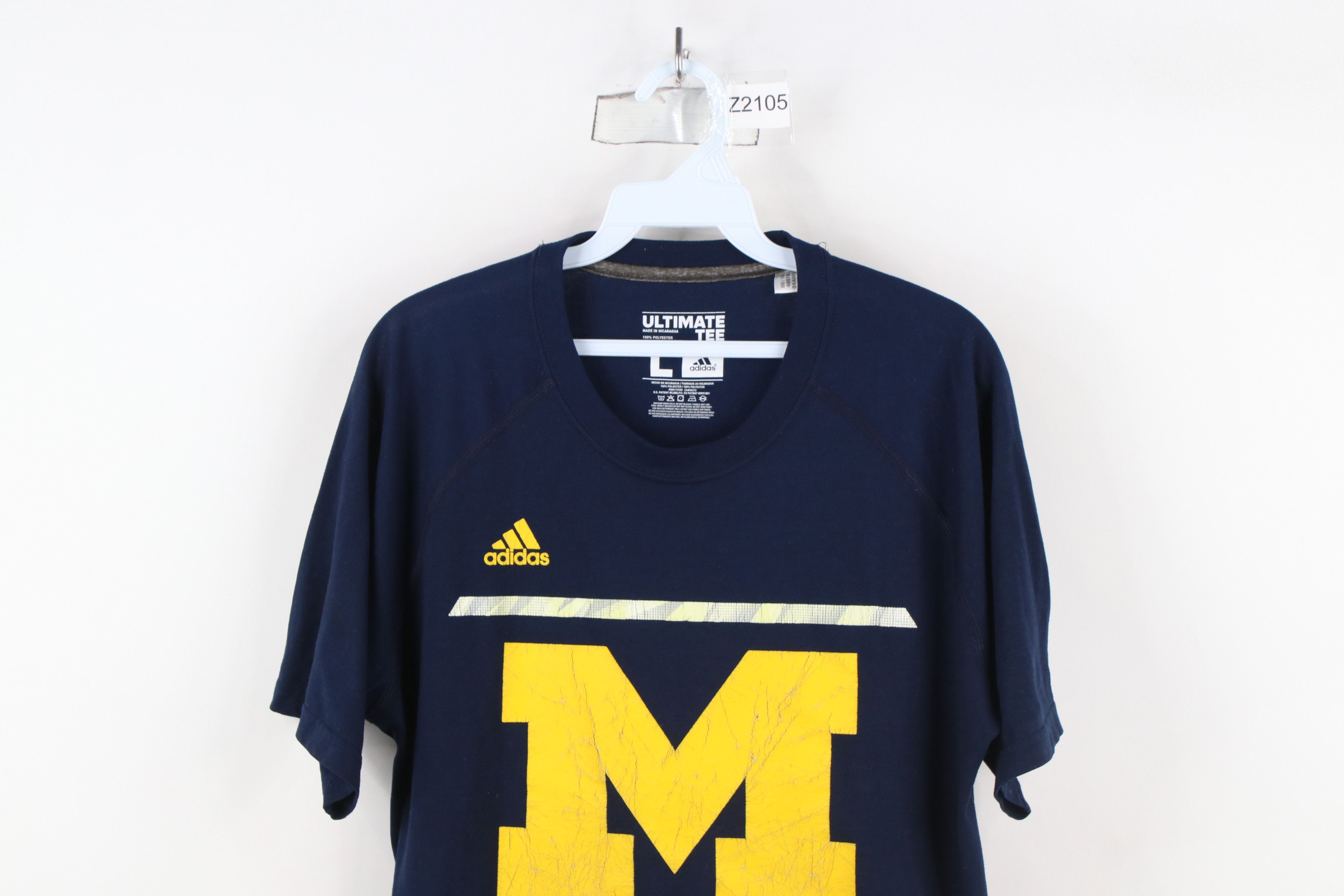 Adidas × Vintage Vintage Adidas University of Michigan Football T-Shirt Size US L / EU 52-54 / 3 - 2 Thumbnail