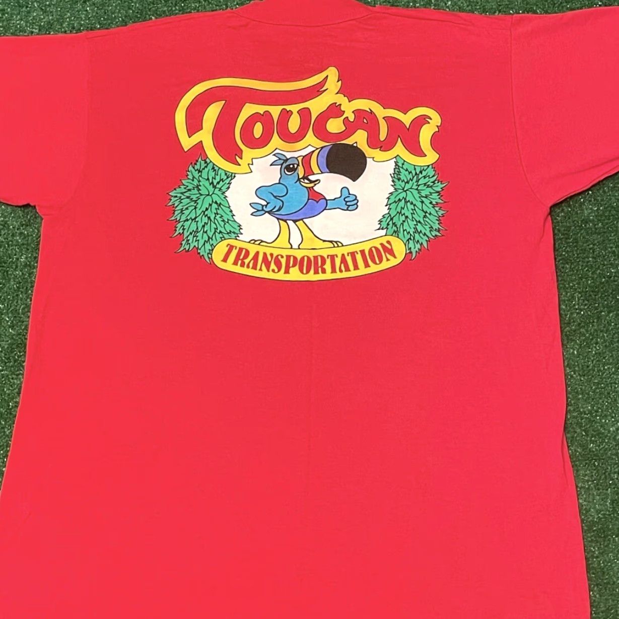 Doublet VINTAGE 90s Fruit Loops Toucan Transportation Cartoon Double Sided VTG Shirt L Mens Red 90s Cartoon Double-Sided Size US L / EU 52-54 / 3 - 4 Thumbnail