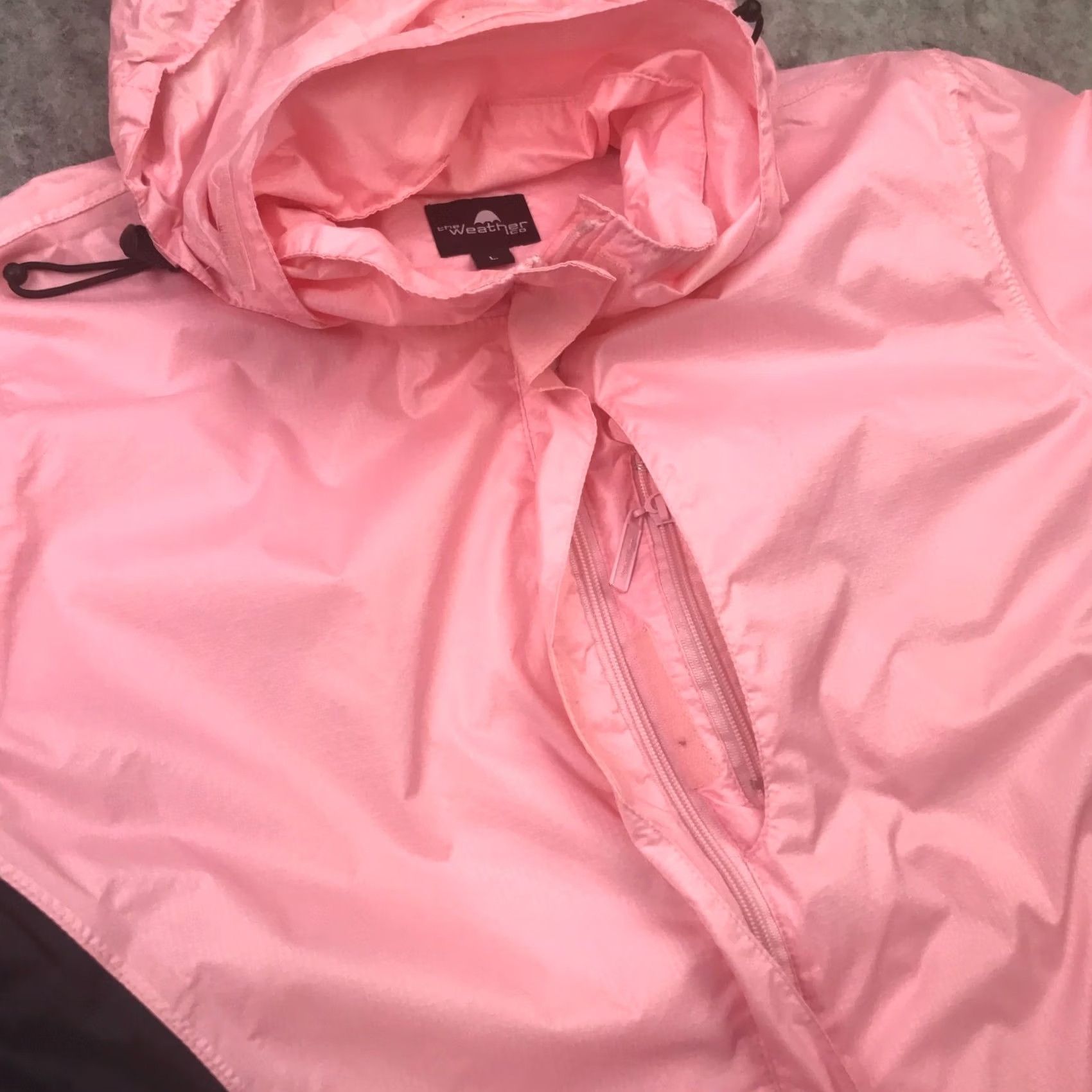 CO The Weather Co. Womens Jacket Large Pink Packable Hood Zip Up Windbreaker Size L / US 10 / IT 46 - 2 Thumbnail